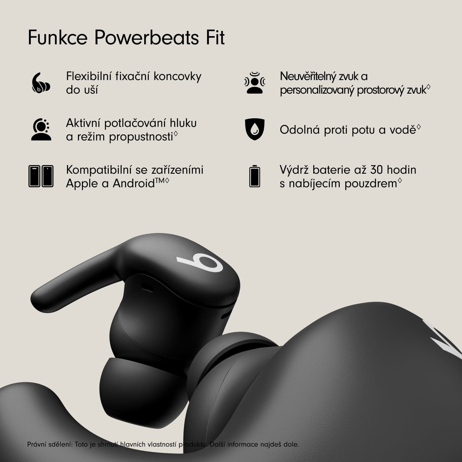 Bezdrátová sportovní sluchátka Powerbeats Fit - uhlově černá - náhled 2