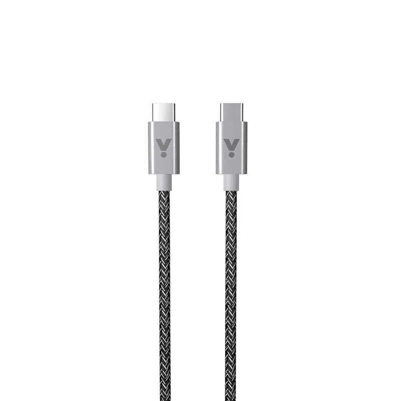Opletený kabel USB-C na USB-C 1,8 m iSTYLE - vesmírně šedý