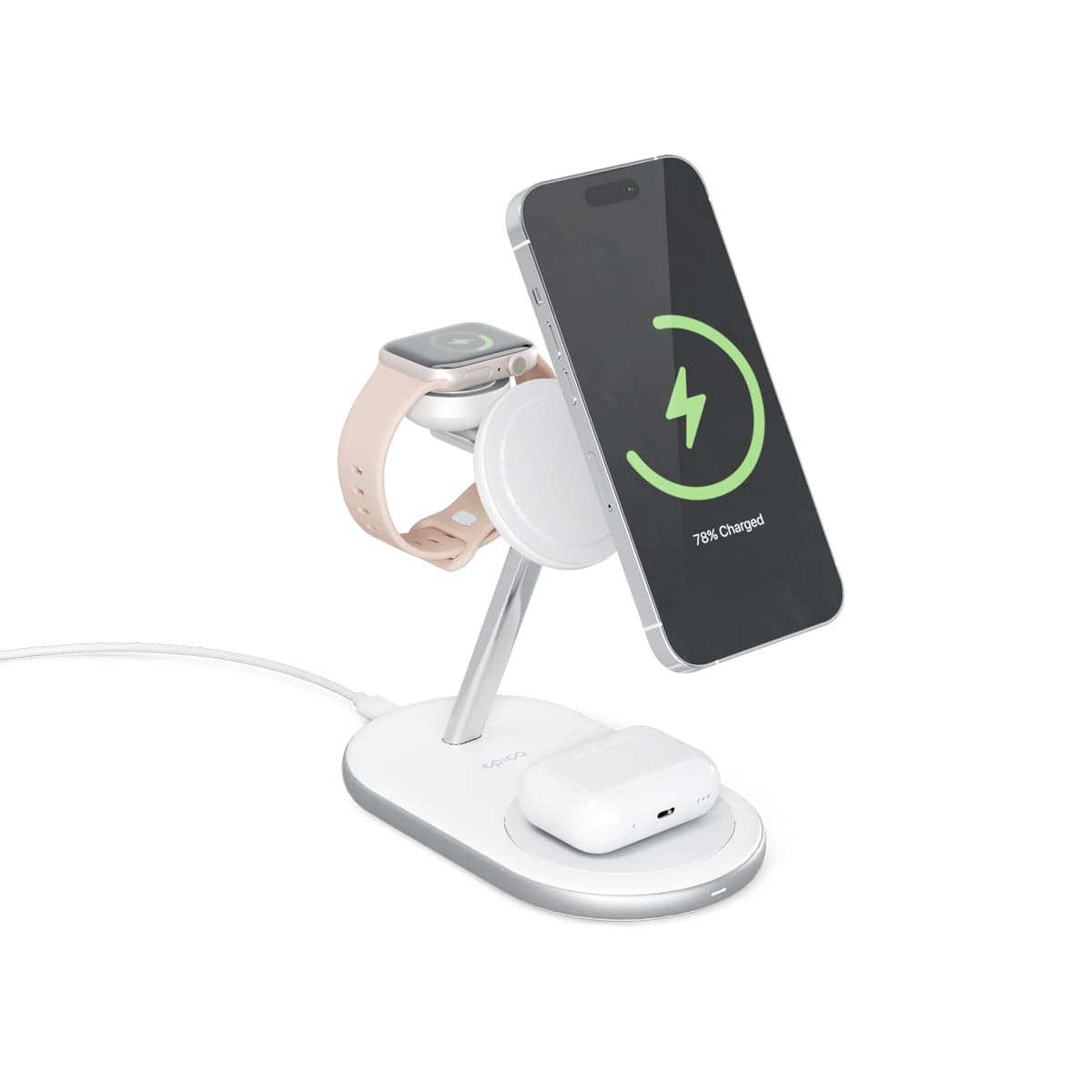 3v1 nabíjecí MagSafe stojan 15W Epico - bílý - náhled 3