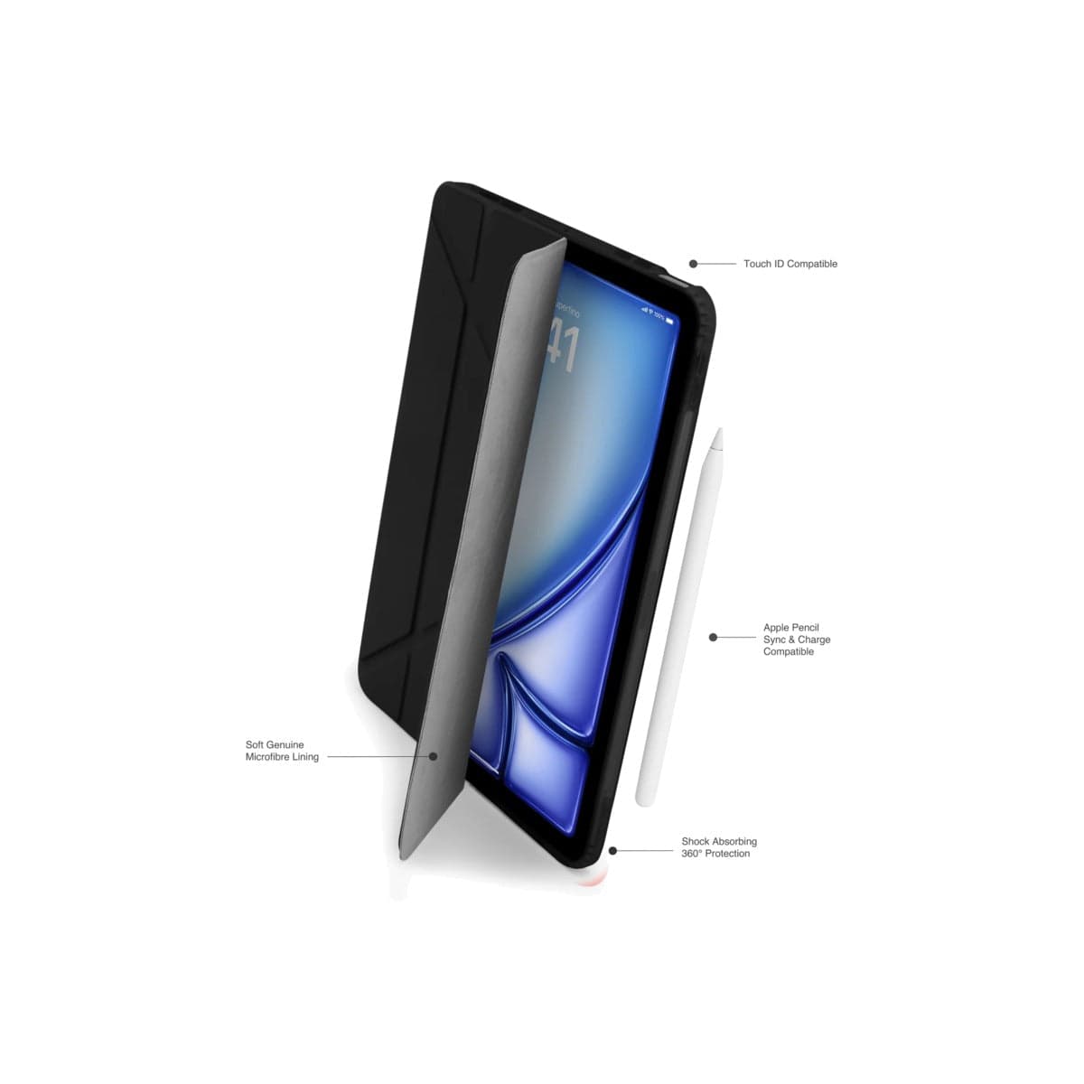 Kryt na iPad Air 13" (24/25/26) Pipetto Origami No1 Original Case - černý - náhled 2