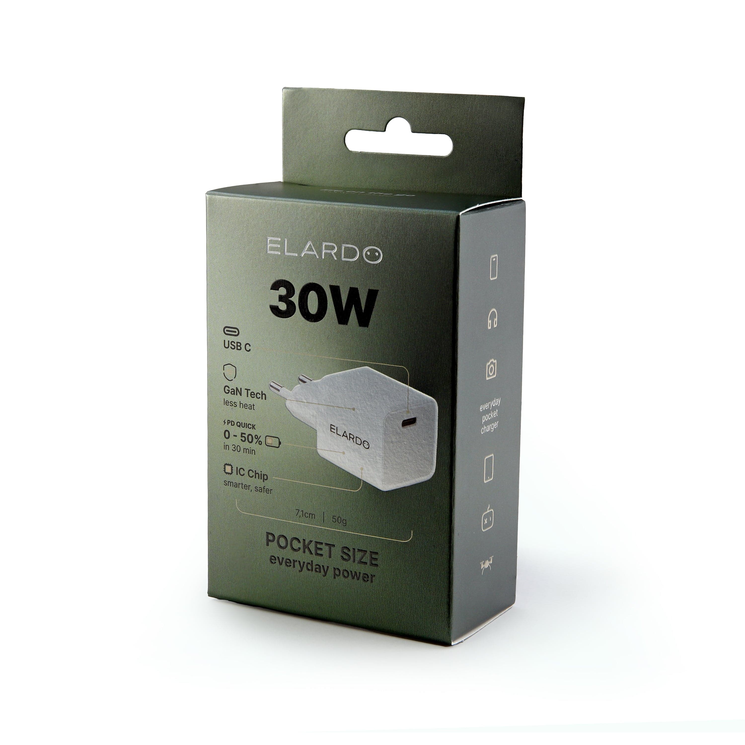 30W kompaktní USB-C nabíječka ELARDO Everyday Charger GaN - náhled 4