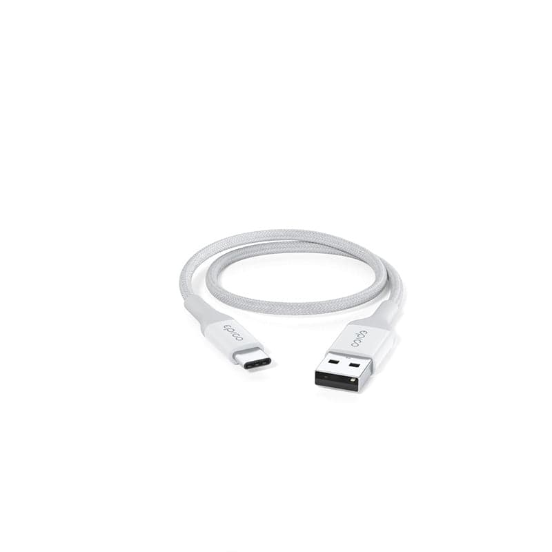 Opletený PD kabel Epico USB-C na USB-A 30 cm - bílý - náhled 1