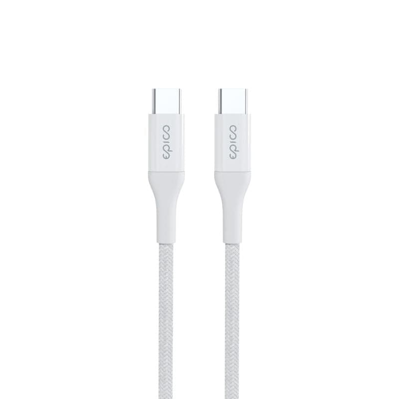 Opletený PD kabel Epico USB-C na USB-C 30 cm - bílý - náhled 3