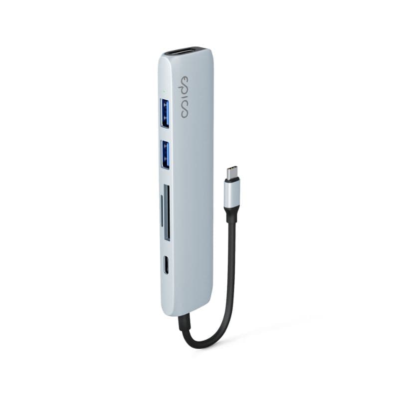 Hub Epico 6in1 Aluminium 8K s USB-C konektorem - blankytně modrý - náhled 2
