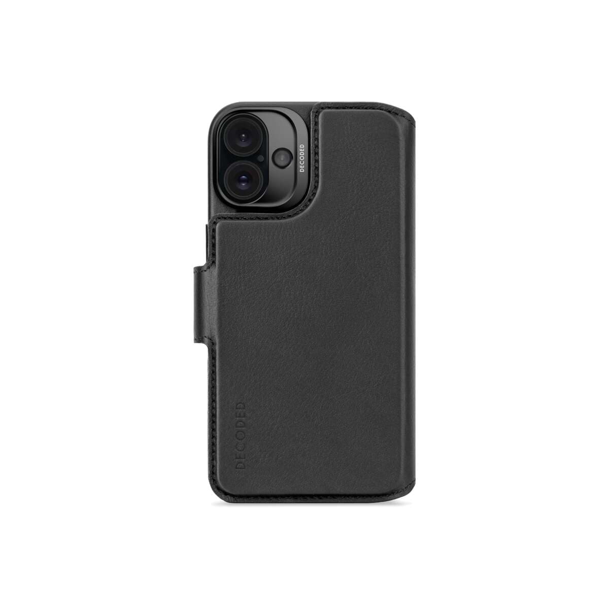Kožená odnímatelná peněženka Decoded pro iPhone 16 Plus - černá