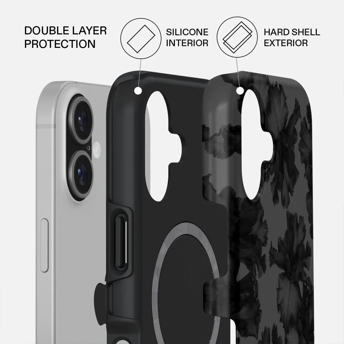 Kryt pro iPhone 17 Burga Nocturnal Tough MagSafe Case - květinový tmavý - náhled 2