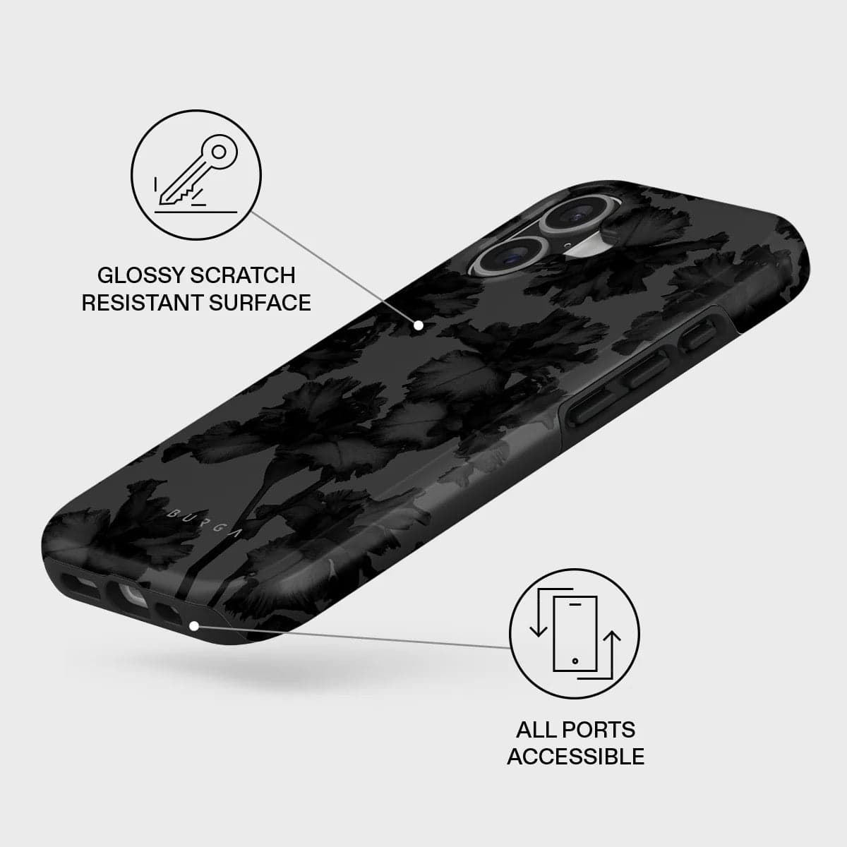 Kryt pro iPhone 17 Burga Nocturnal Tough MagSafe Case - květinový tmavý - náhled 3