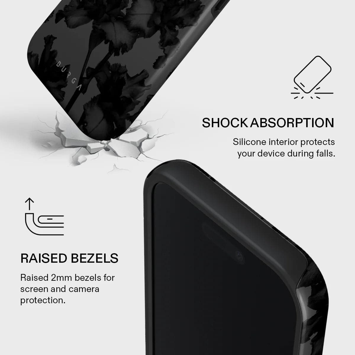 Kryt pro iPhone 17 Burga Nocturnal Tough MagSafe Case - květinový tmavý - náhled 4