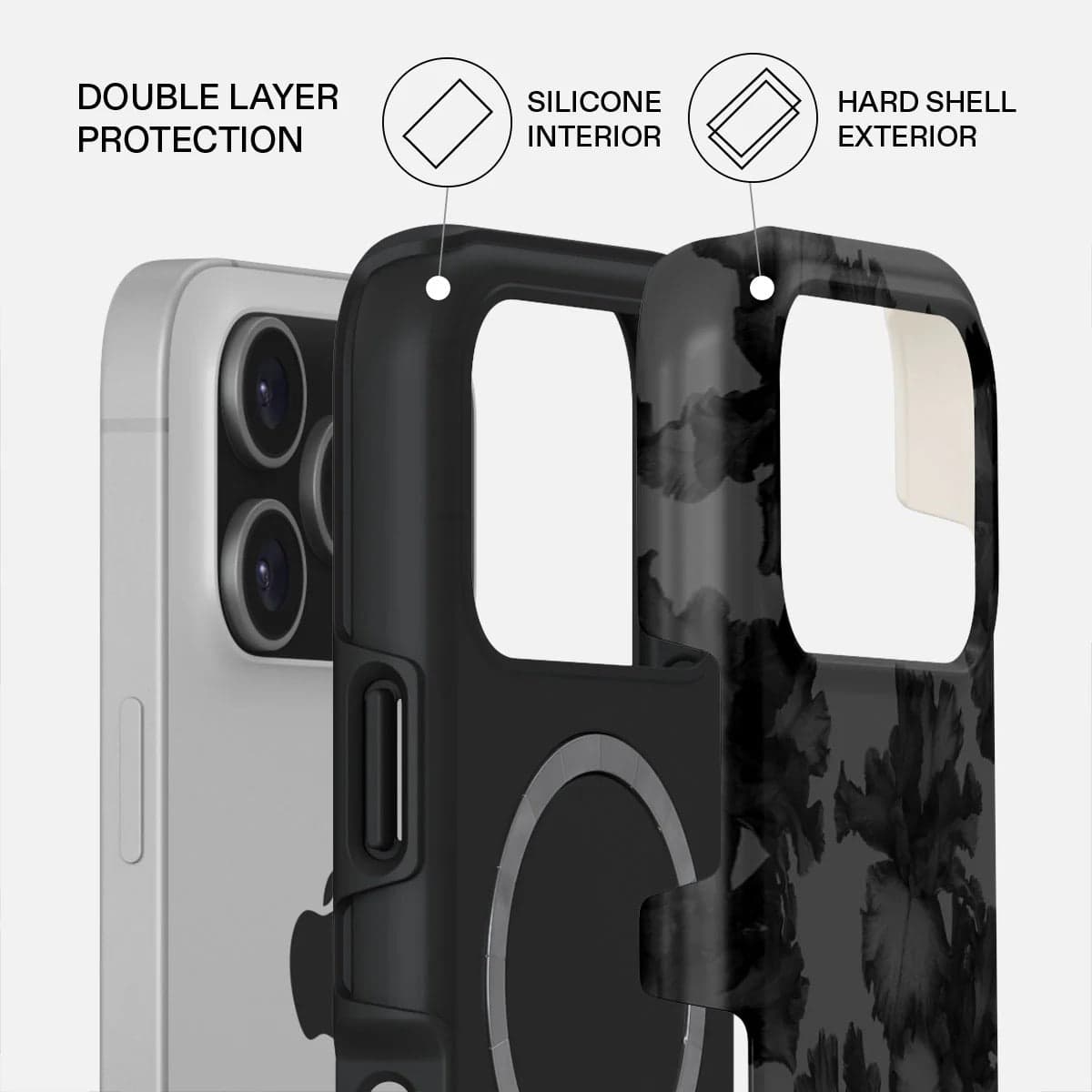 Kryt pro iPhone 17 Pro Burga Nocturnal Tough MagSafe Case - květinový tmavý - náhled 2