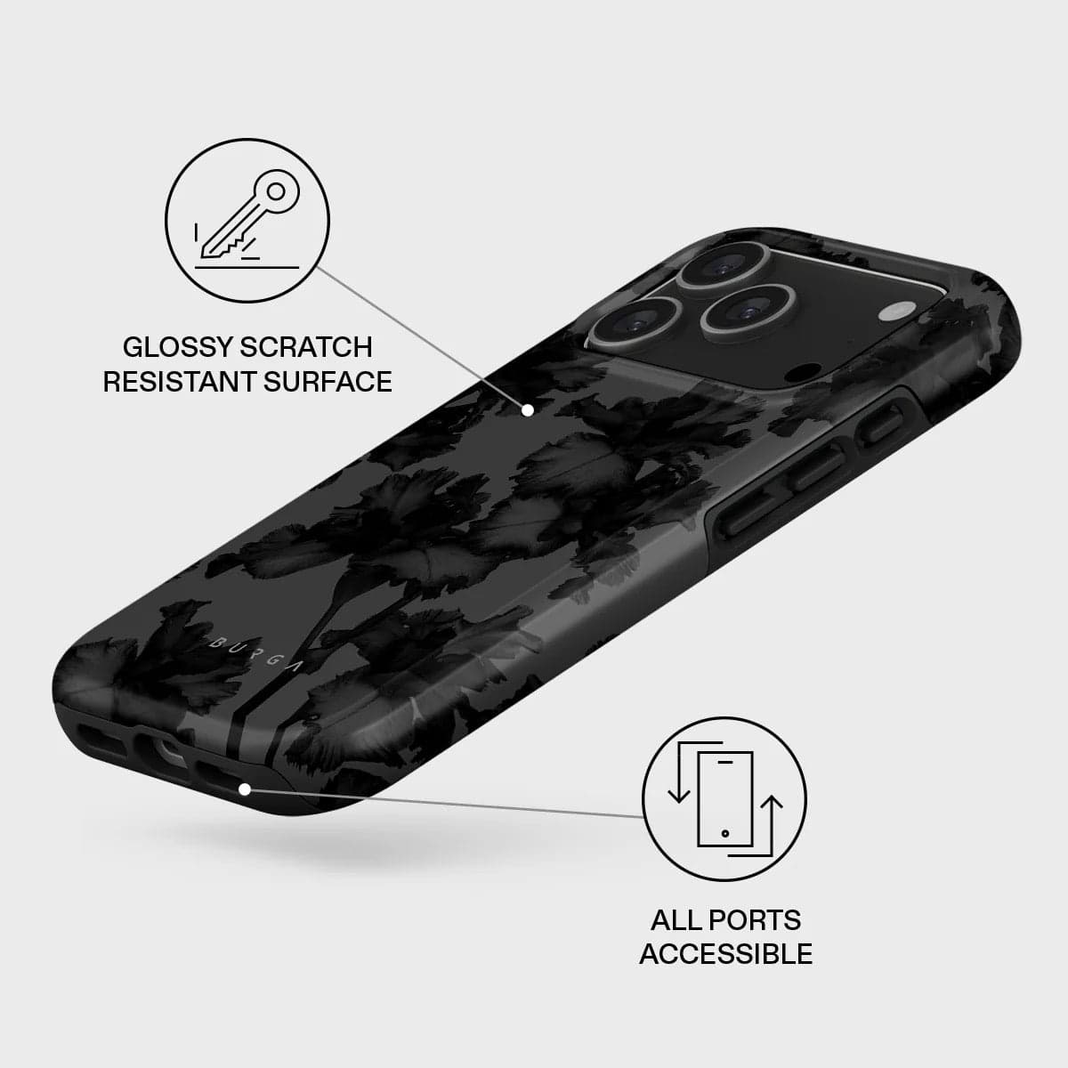 Kryt pro iPhone 17 Pro Burga Nocturnal Tough MagSafe Case - květinový tmavý - náhled 3