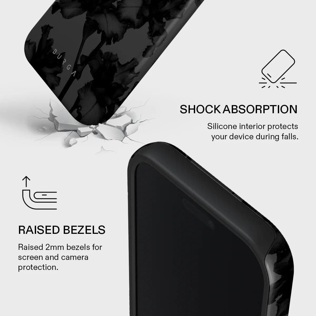 Kryt pro iPhone 17 Pro Burga Nocturnal Tough MagSafe Case - květinový tmavý - náhled 4
