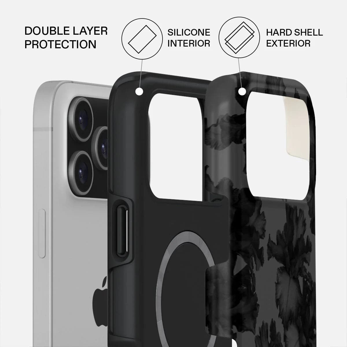 Kryt pro iPhone 17 Pro Max Burga Nocturnal Tough MagSafe Case - květinový tmavý - náhled 2