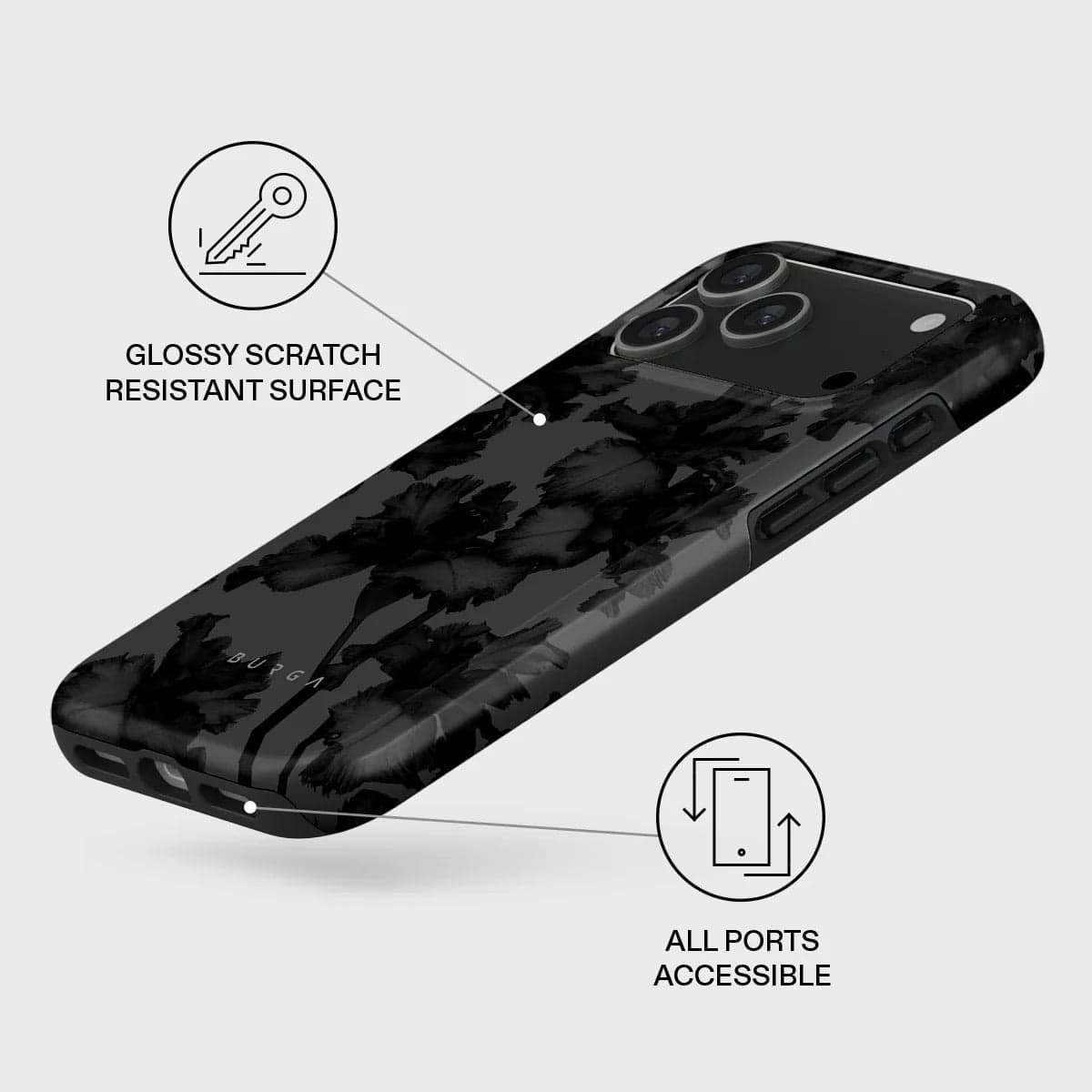 Kryt pro iPhone 17 Pro Max Burga Nocturnal Tough MagSafe Case - květinový tmavý - náhled 3
