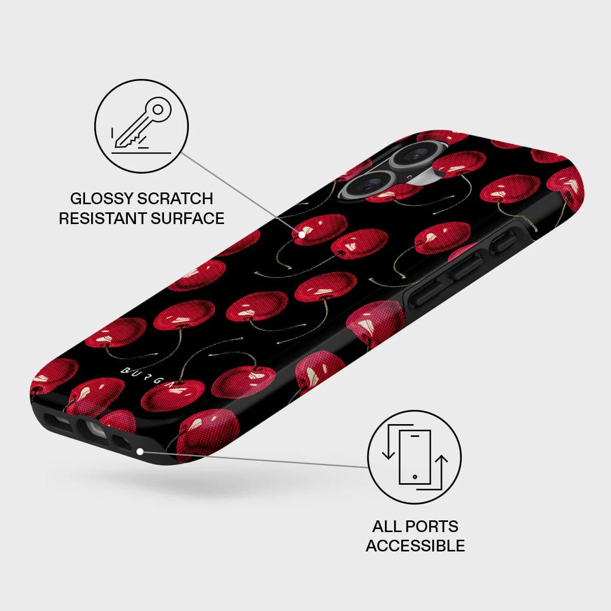 Kryt pro iPhone 17 Burga Cherrybomb Tough MagSafe Case - třešeň - náhled 3
