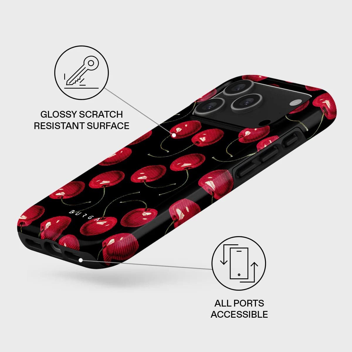 Kryt pro iPhone 17 Pro Burga Cherrybomb Tough MagSafe Case - třešeň - náhled 3