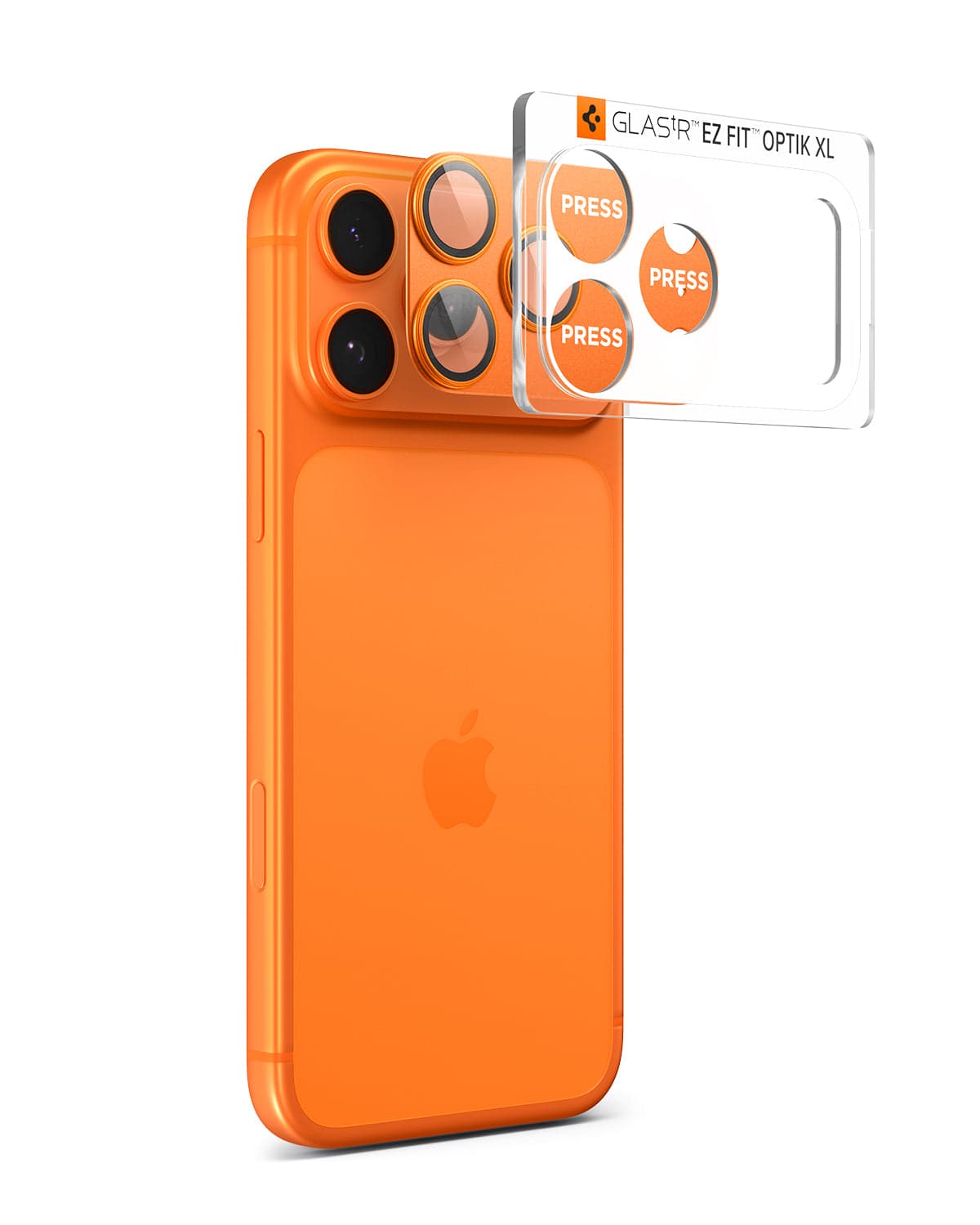 Sklo na fotoaparát pro iPhone 17 Pro Max Spigen Glass tR EZ Fit Optik Pro XL - oranžové - náhled 1