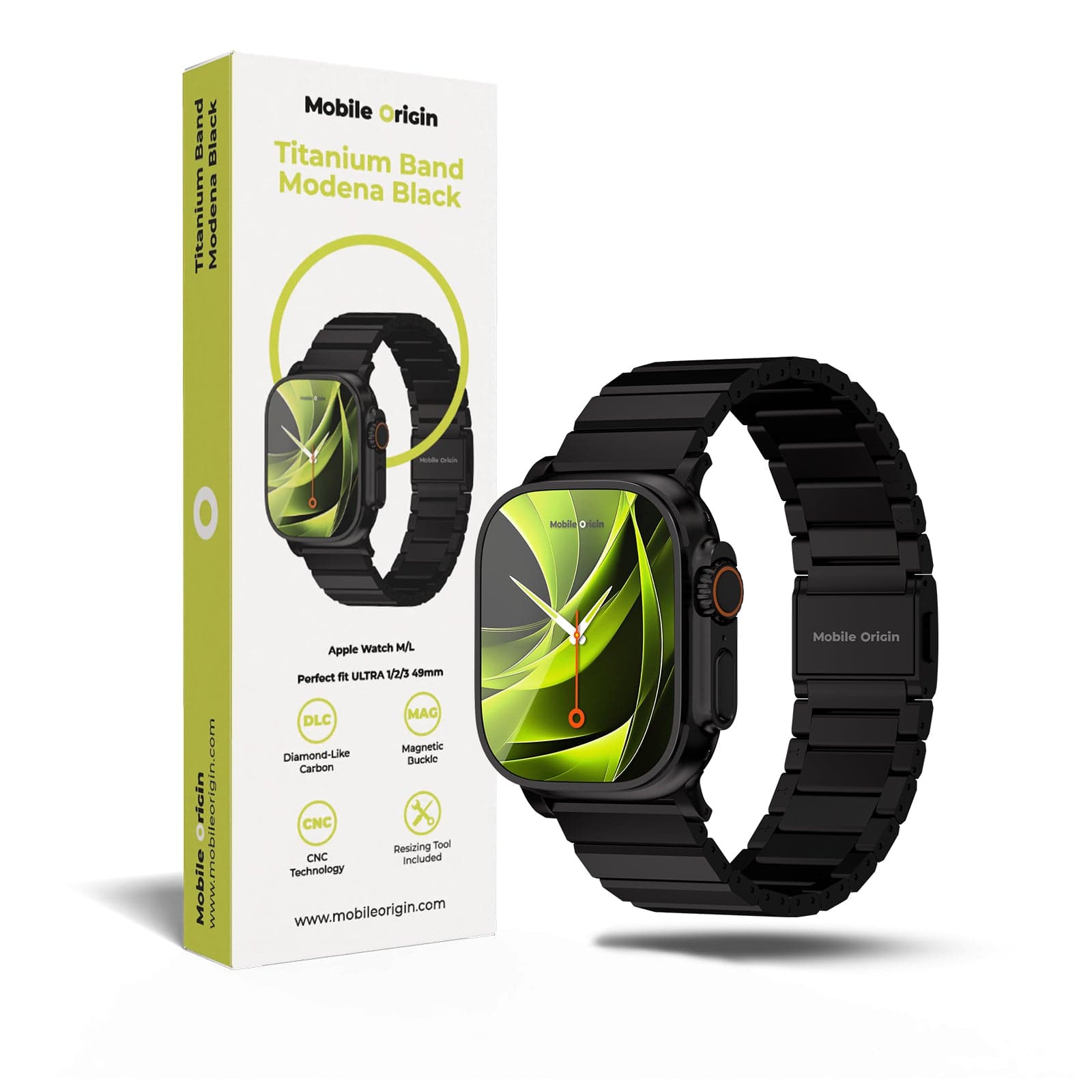 Titanový řemínek pro Apple Watch Ultra 44/45/46/49 mm Mobile Origin Titanium Band Modena - černý - náhled 2
