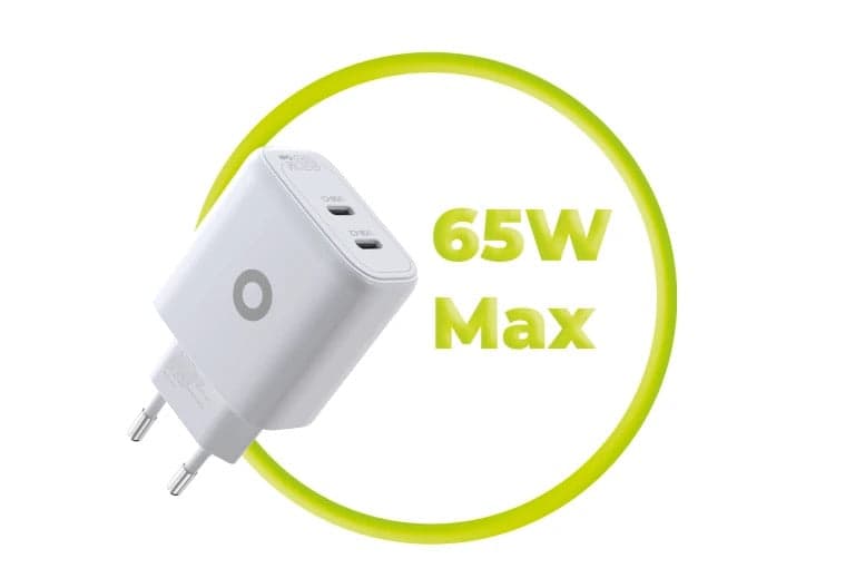 65W adaptér Mobile Origin GaN Dual USB-C Charger MO19 - bílý - náhled 3