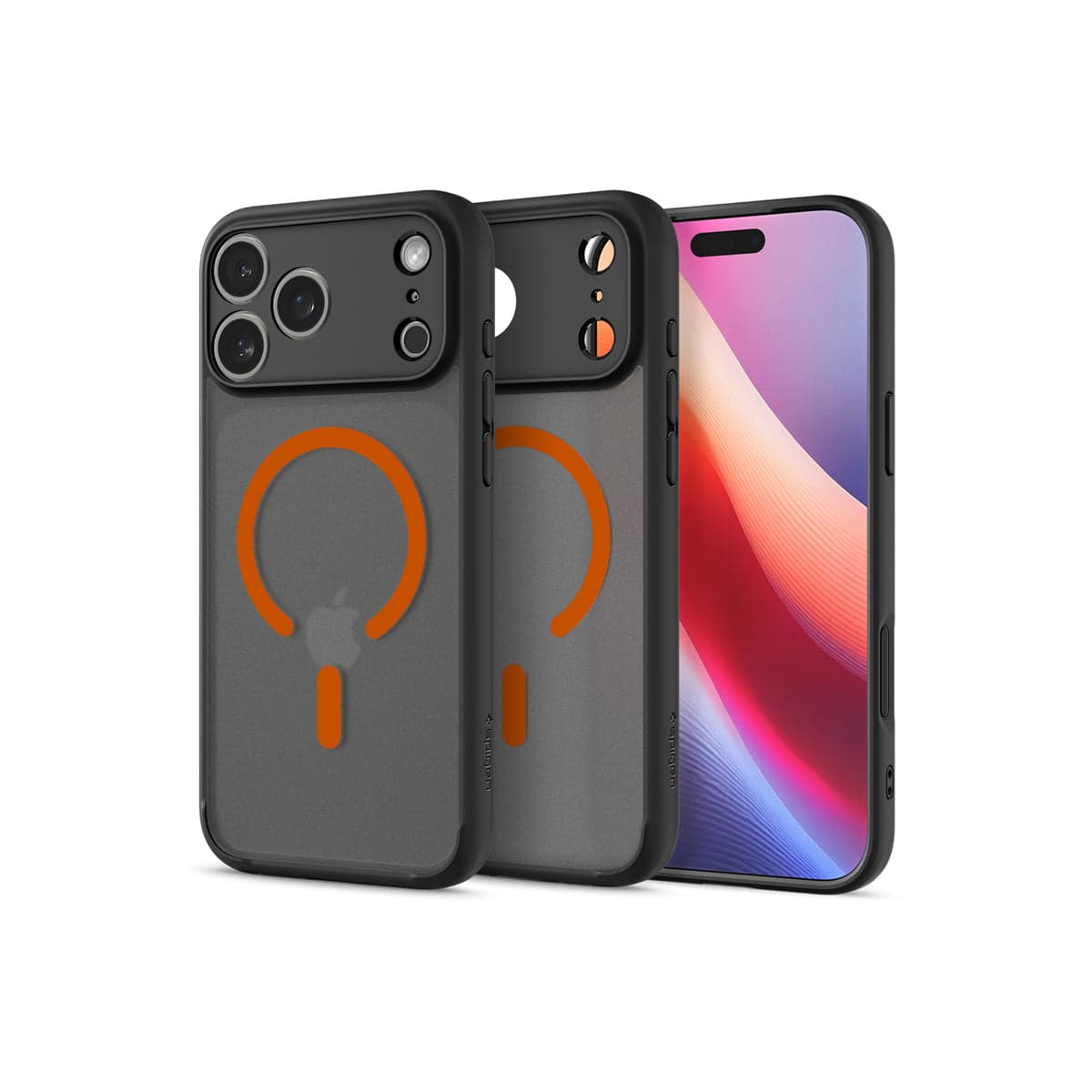 Kryt pro iPhone 17 Pro Spigen Ultra Hybrid MagSafe - černý mráz oranžový - náhled 2