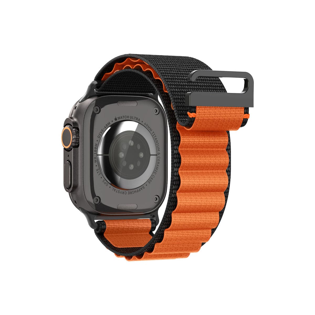 Řemínek pro Apple Watch 49mm/46mm/45mm/44mm Spigen Fabric Band (Hook) - černo-oranžový - náhled 2