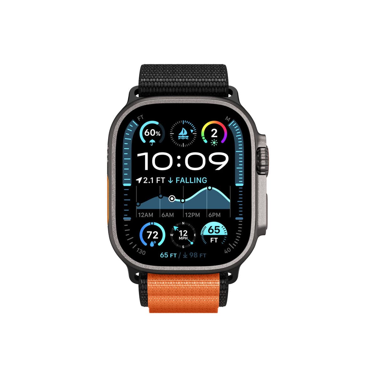 Řemínek pro Apple Watch 49mm/46mm/45mm/44mm Spigen Fabric Band (Hook) - černo-oranžový - náhled 3