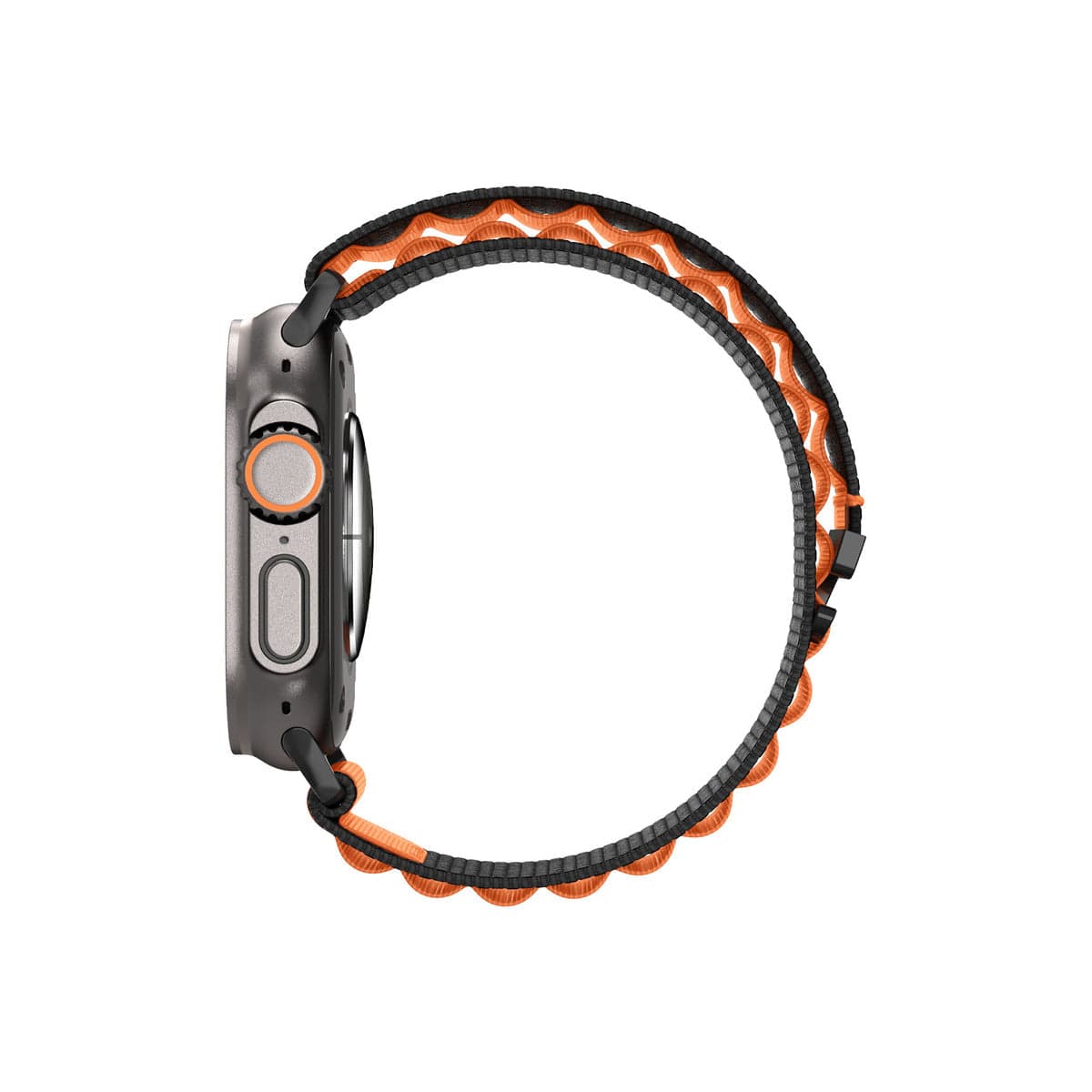 Řemínek pro Apple Watch 49mm/46mm/45mm/44mm Spigen Fabric Band (Hook) - černo-oranžový - náhled 5