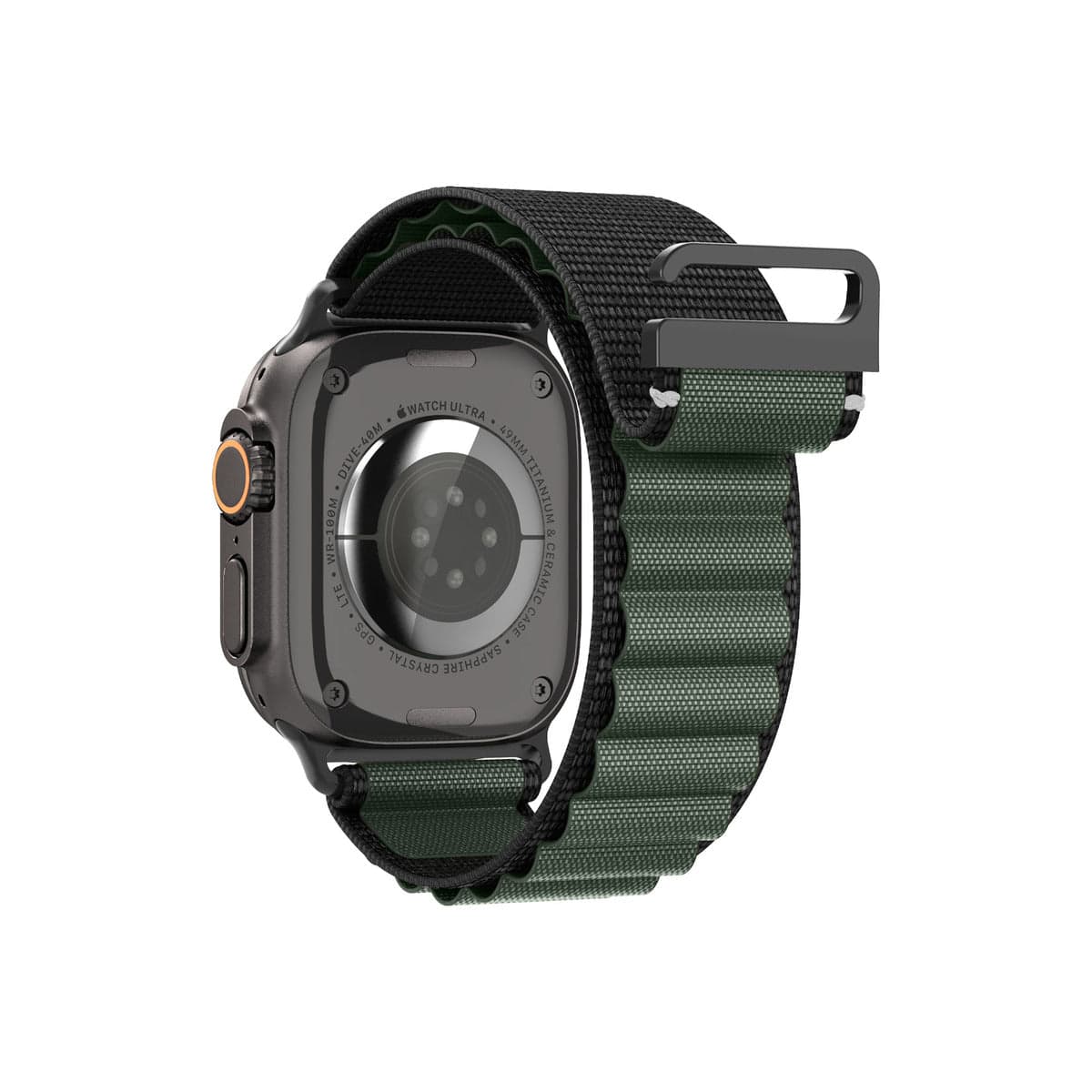 Řemínek pro Apple Watch 49mm/46mm/45mm/44mm Spigen Fabric Band (Hook) - černo-zelený - náhled 3