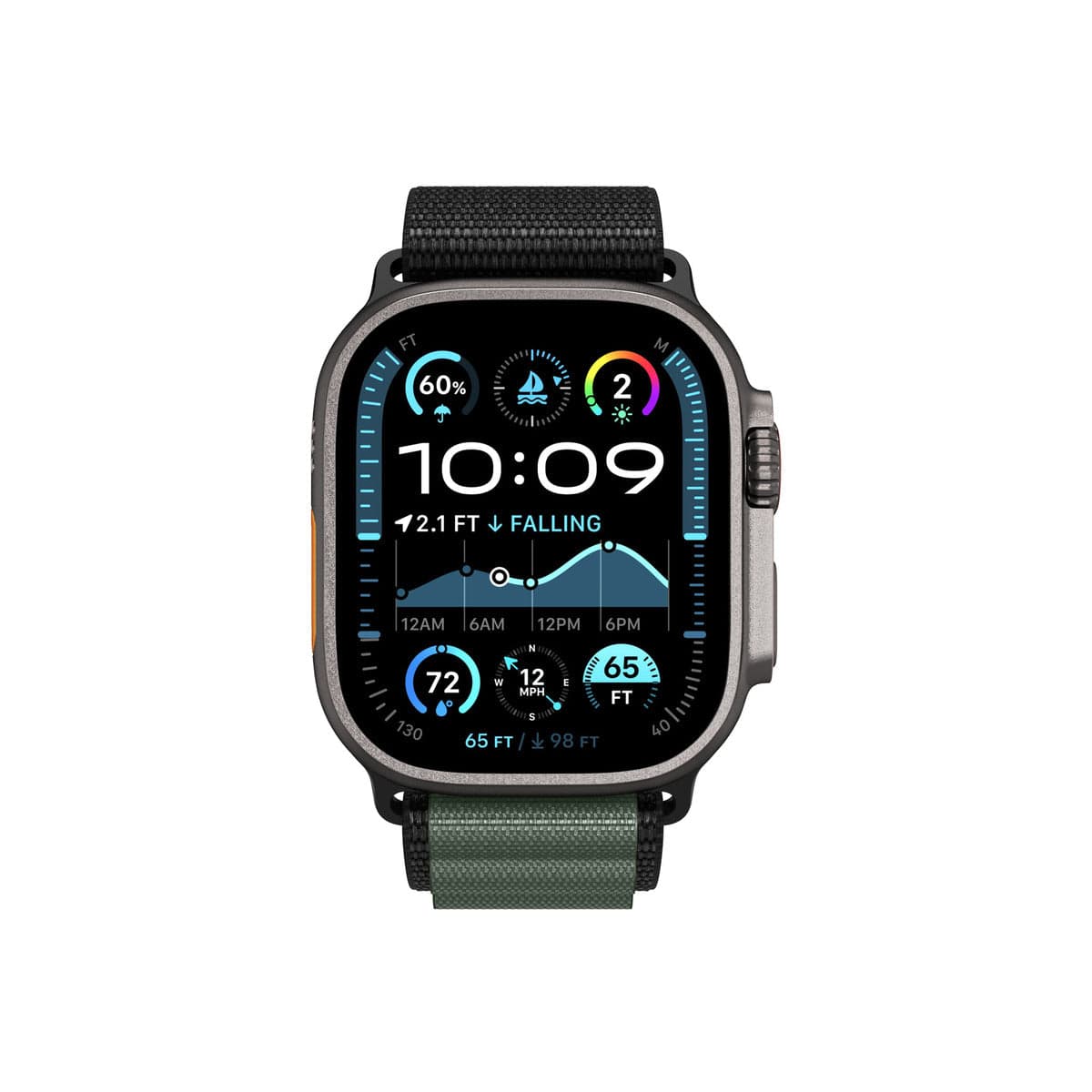 Řemínek pro Apple Watch 49mm/46mm/45mm/44mm Spigen Fabric Band (Hook) - černo-zelený - náhled 4