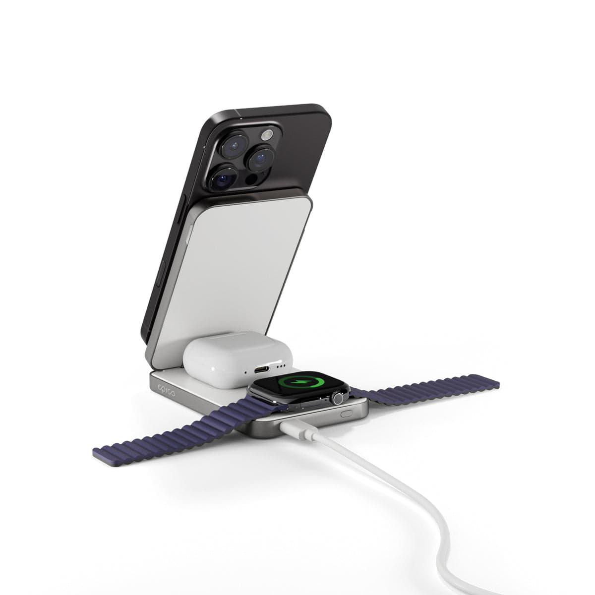 Bezdrátová nabíjecí stanice a powerbanka Epico UltraBase 4in1 8000mAh Fold - náhled 3