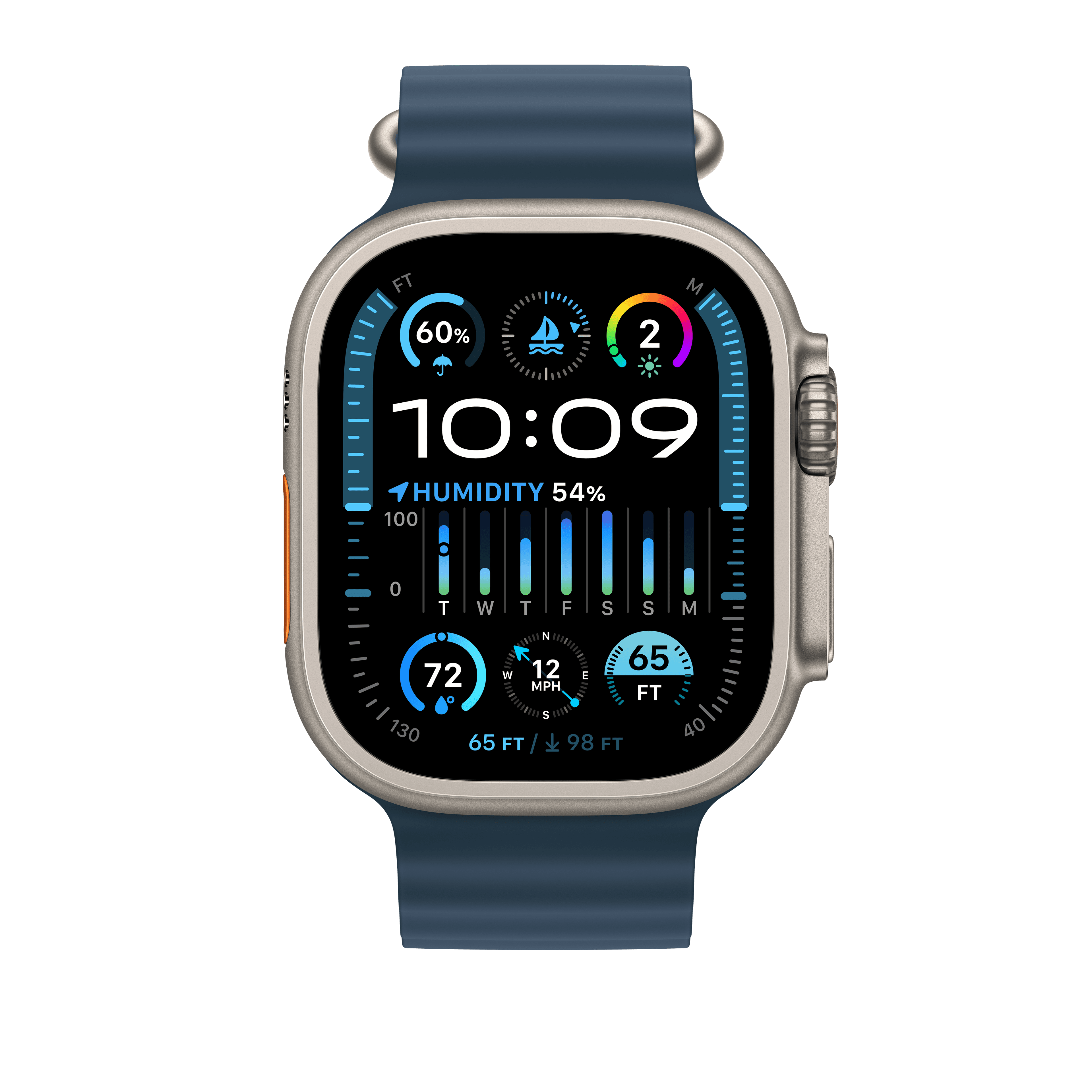 Apple Watch 44/45/49 mm modré prodloužení Oceánského řemínku - náhled 3