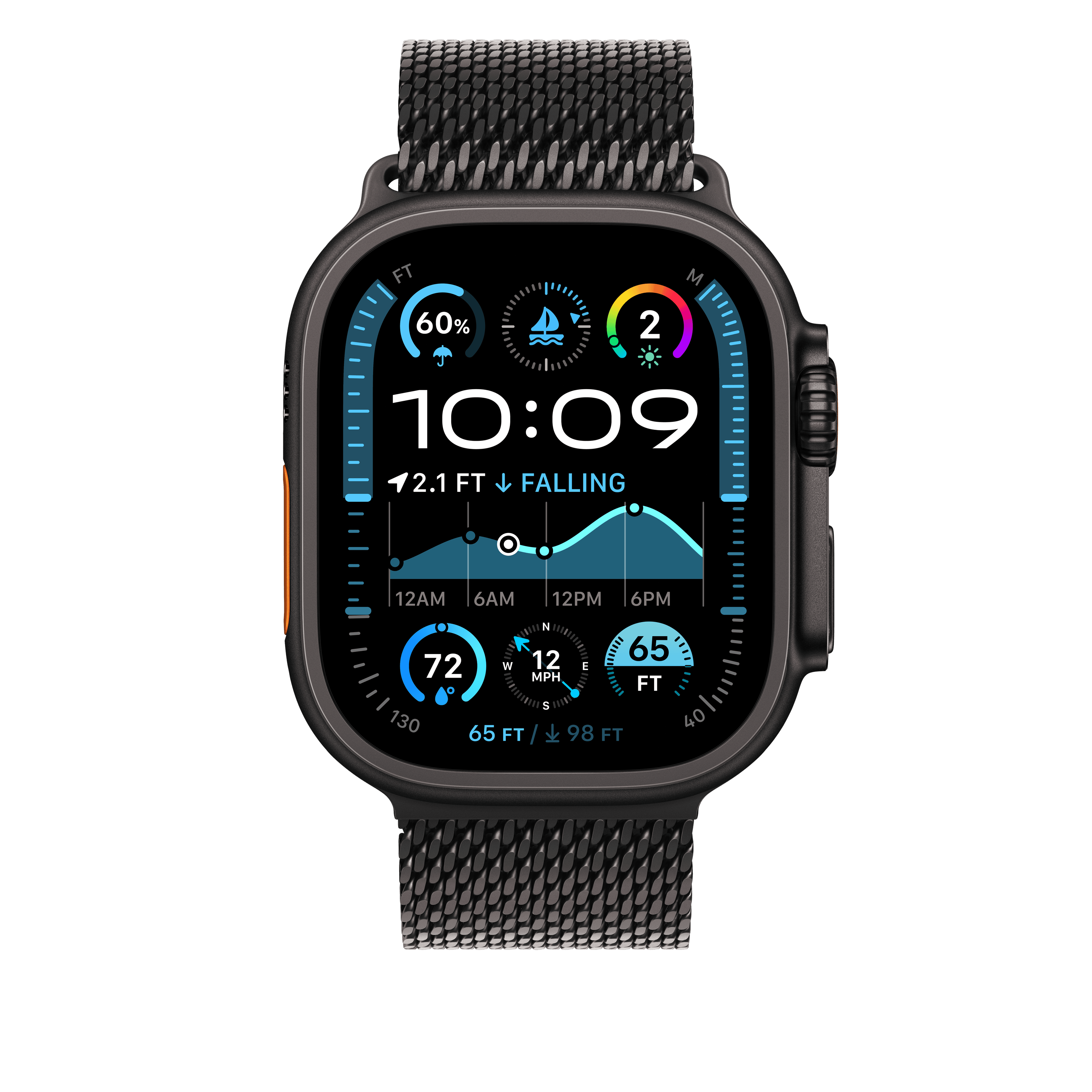 Apple Watch 44/45/46/49mm milánský tah z černého titanu – střední - náhled 3