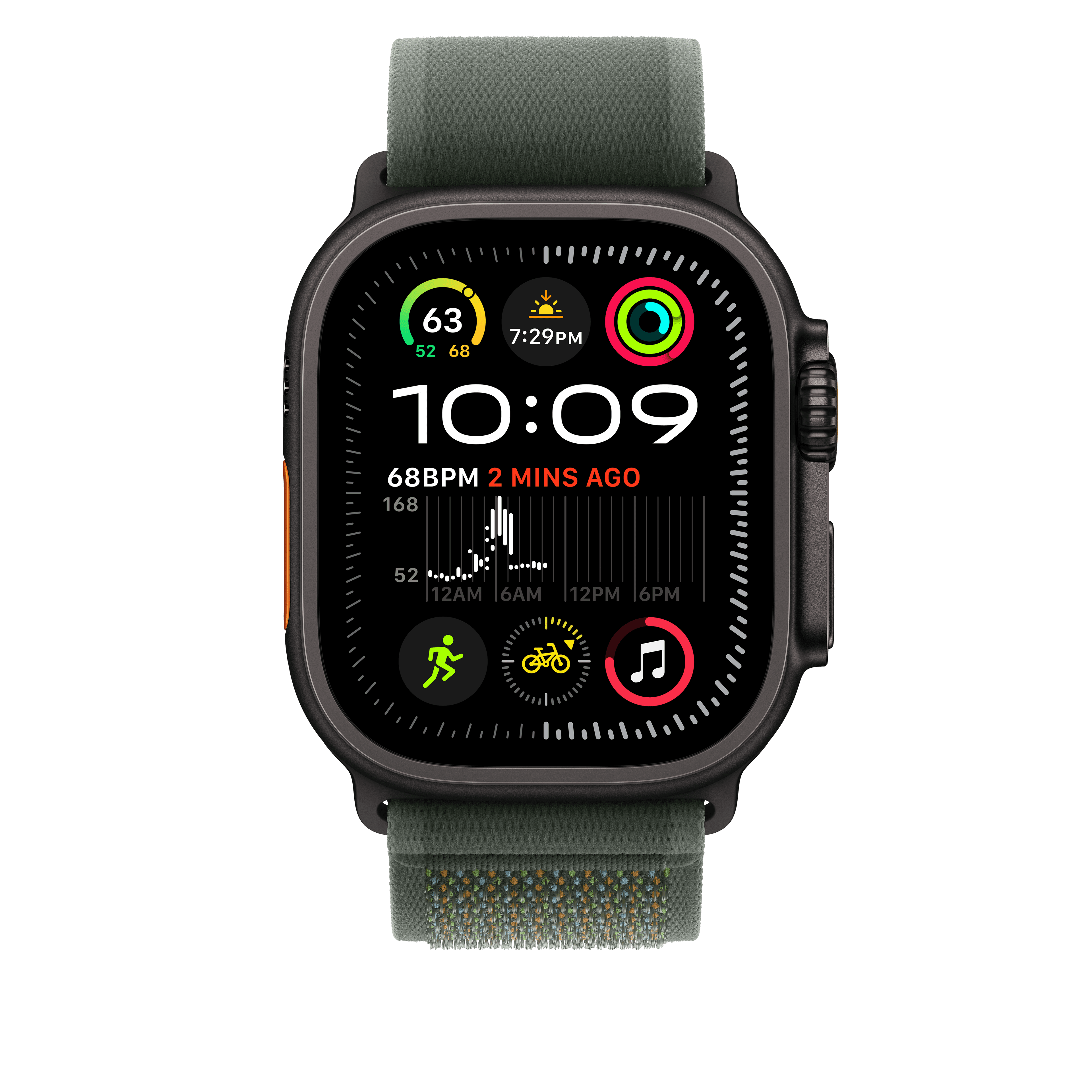 Apple Watch 44/45/46/49mm zelený Trailový tah - M/L – provedení z černého titanu - náhled 3