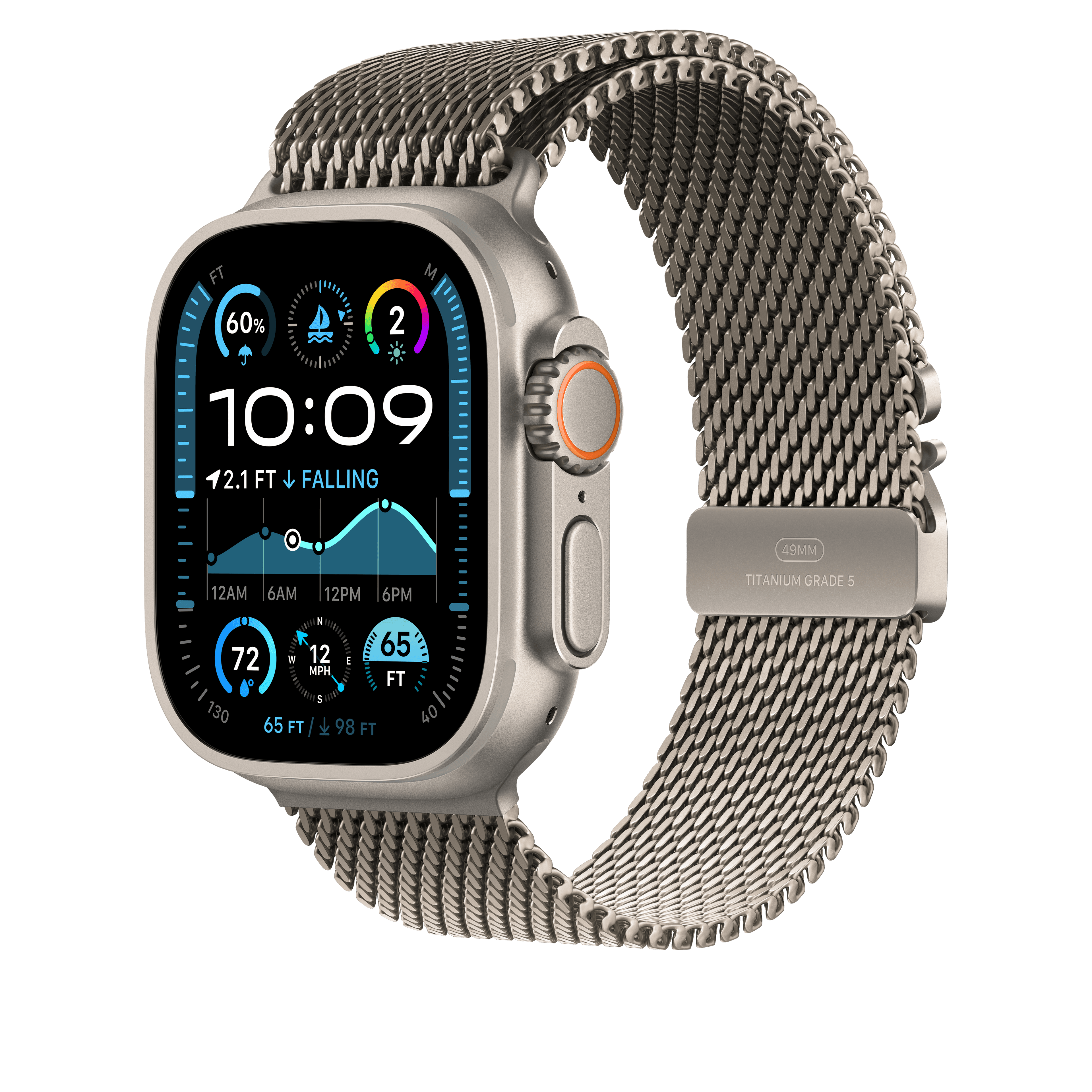 Apple Watch 44/45/46/49mm milánský tah z přírodního titanu – velký - náhled 2