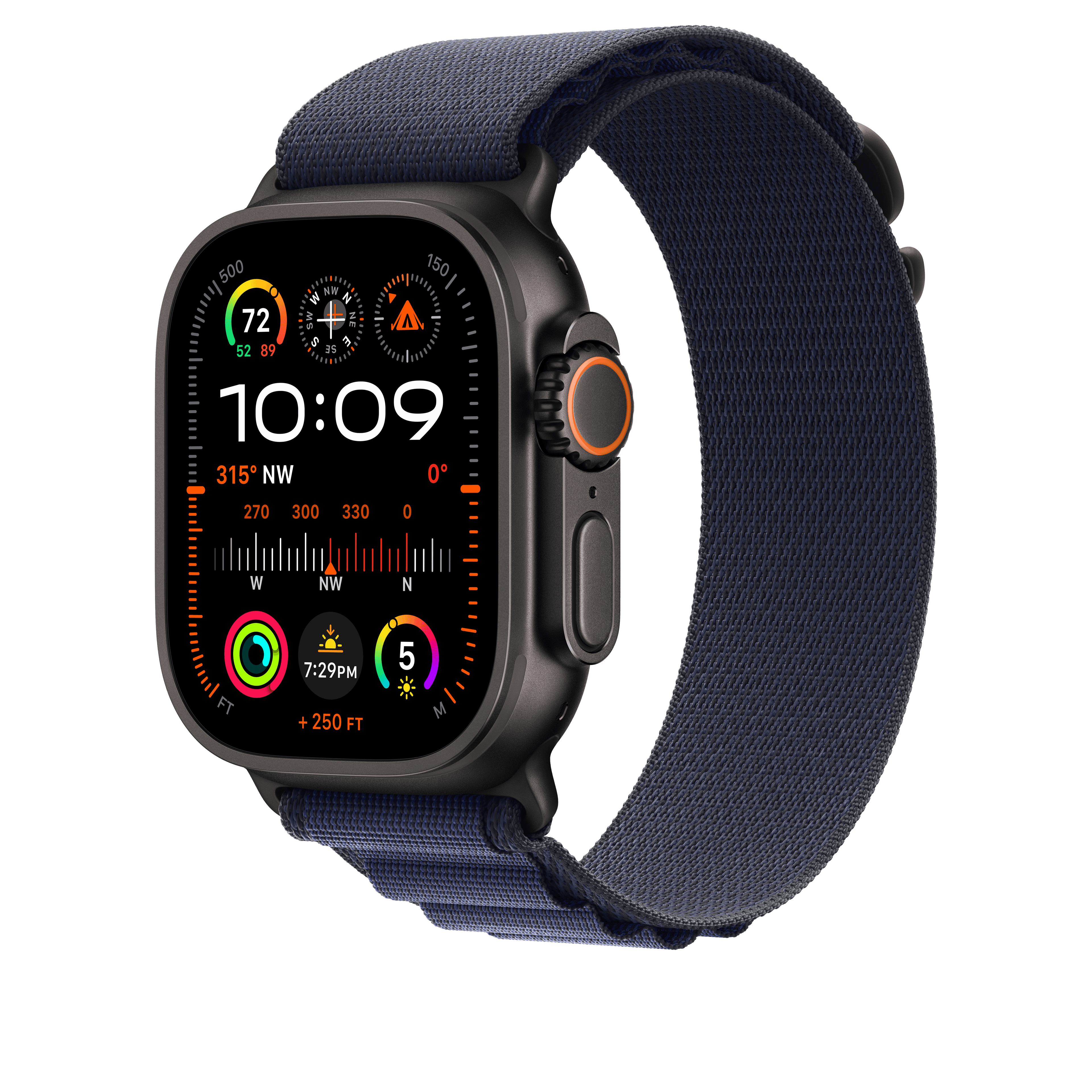 Apple Watch 44/45/46/49mm námořnicky modrý Alpský tah – malý – provedení z černého titanu - náhled 2