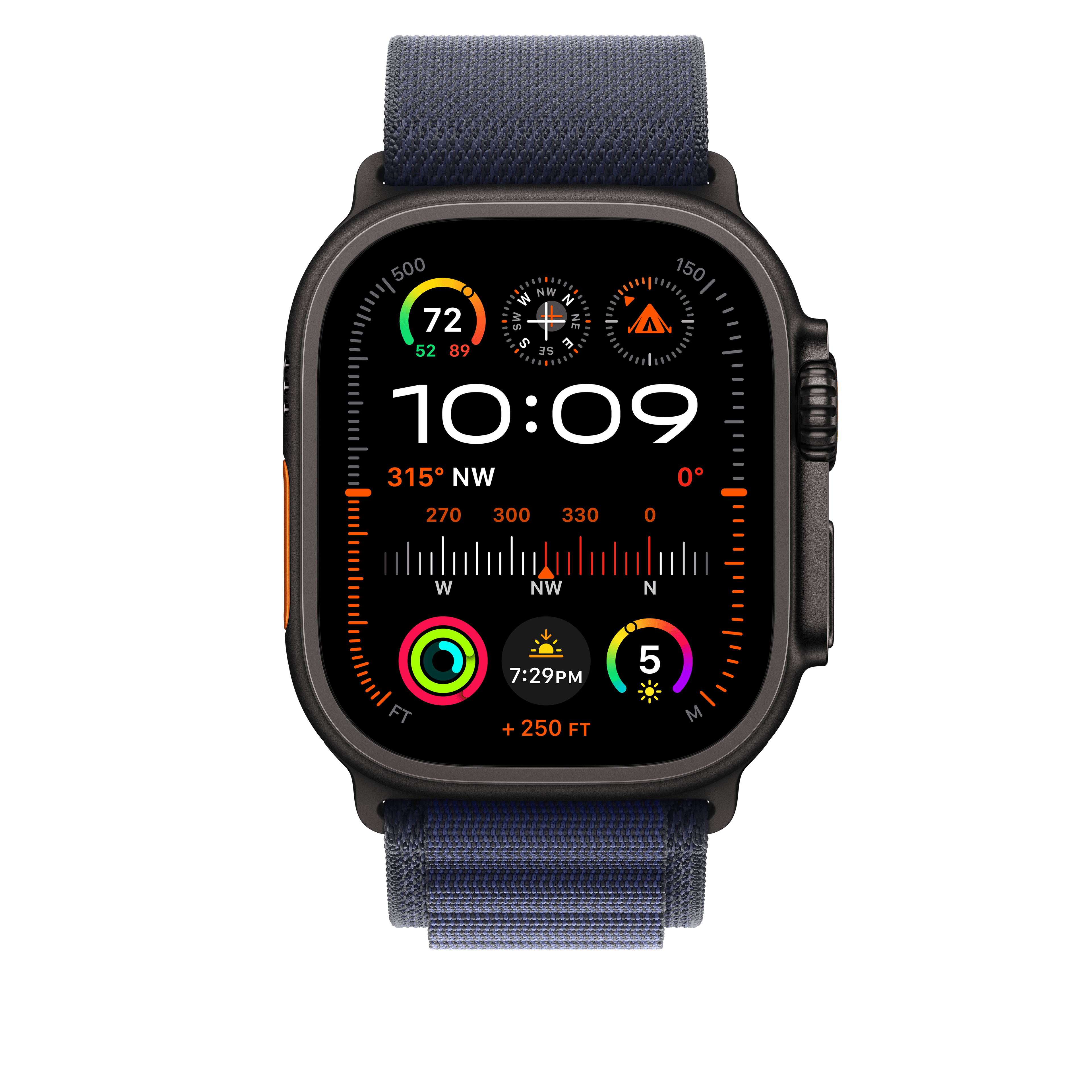 Apple Watch 44/45/46/49mm námořnicky modrý Alpský tah – malý – provedení z černého titanu - náhled 3