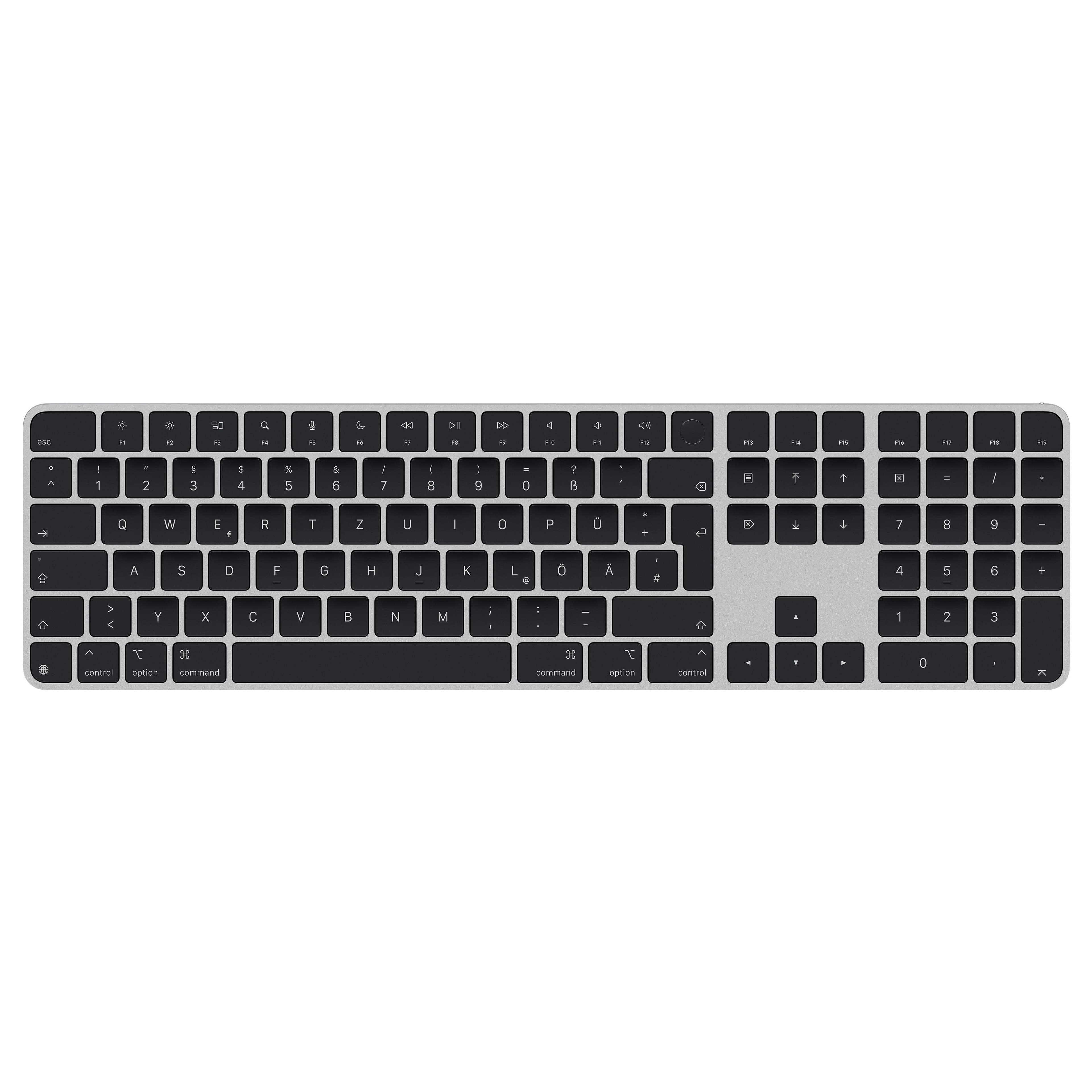 Apple Magic Keyboard s Touch ID a číselnou klávesnicí pro Macy s čipem Apple (USB‑C) – německý – černé klávesy