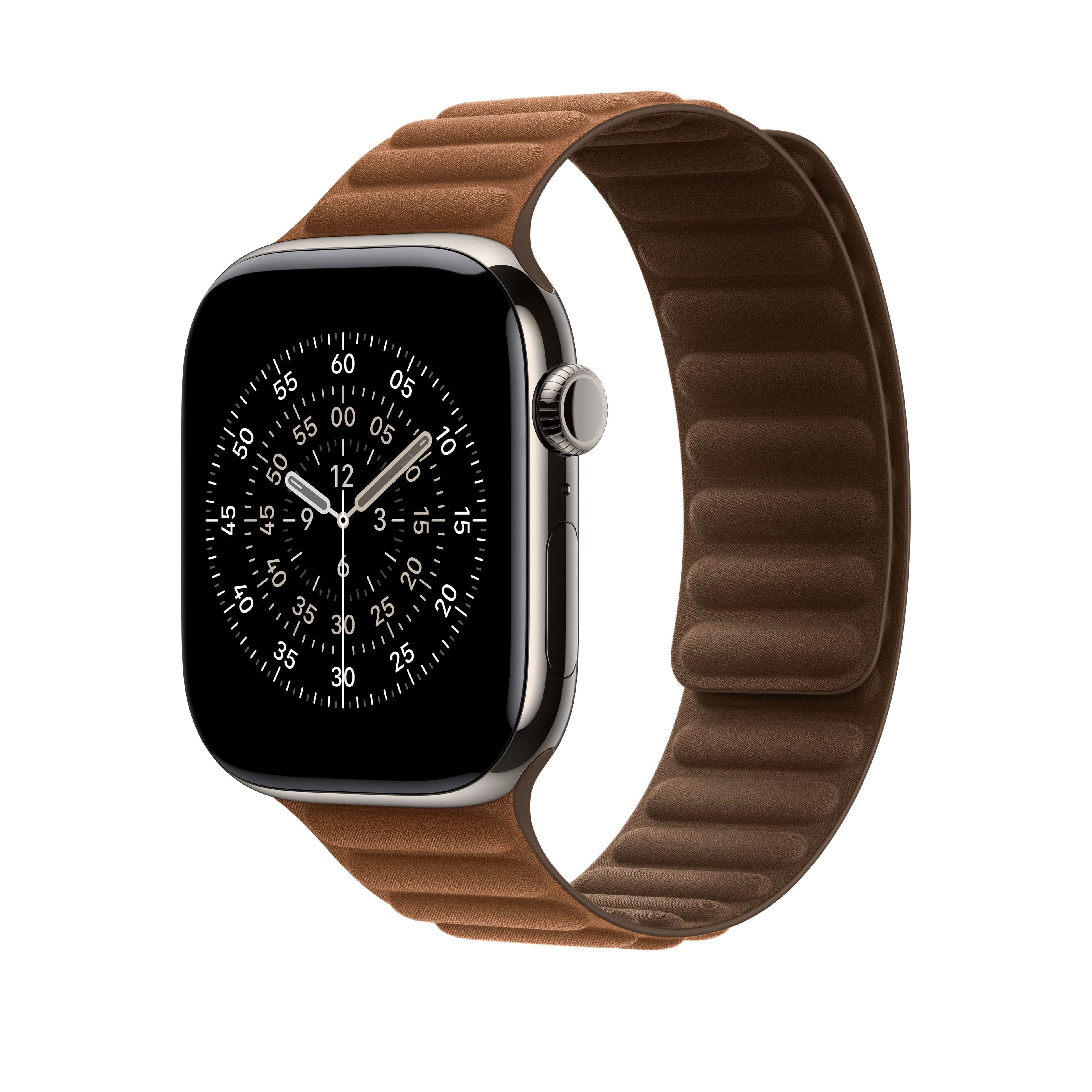 Řemínek pro Apple Watch 44/45/46/49 mm Apple karamelový magnetický tah - S/M - náhled 2