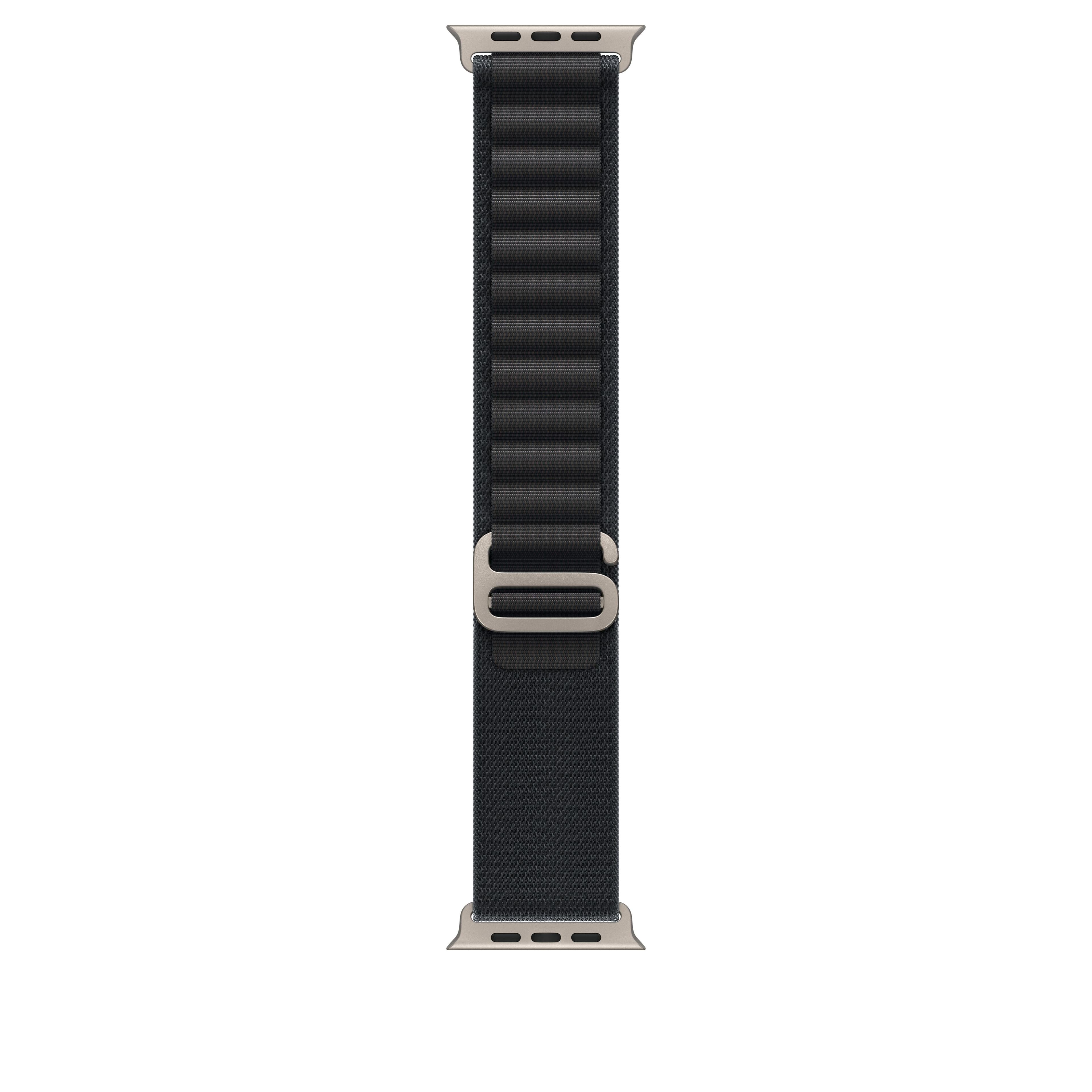 Řemínek pro Apple Watch 44/45/46/49 mm Apple černý Alpský tah - malý - provedení z přírodního titanu