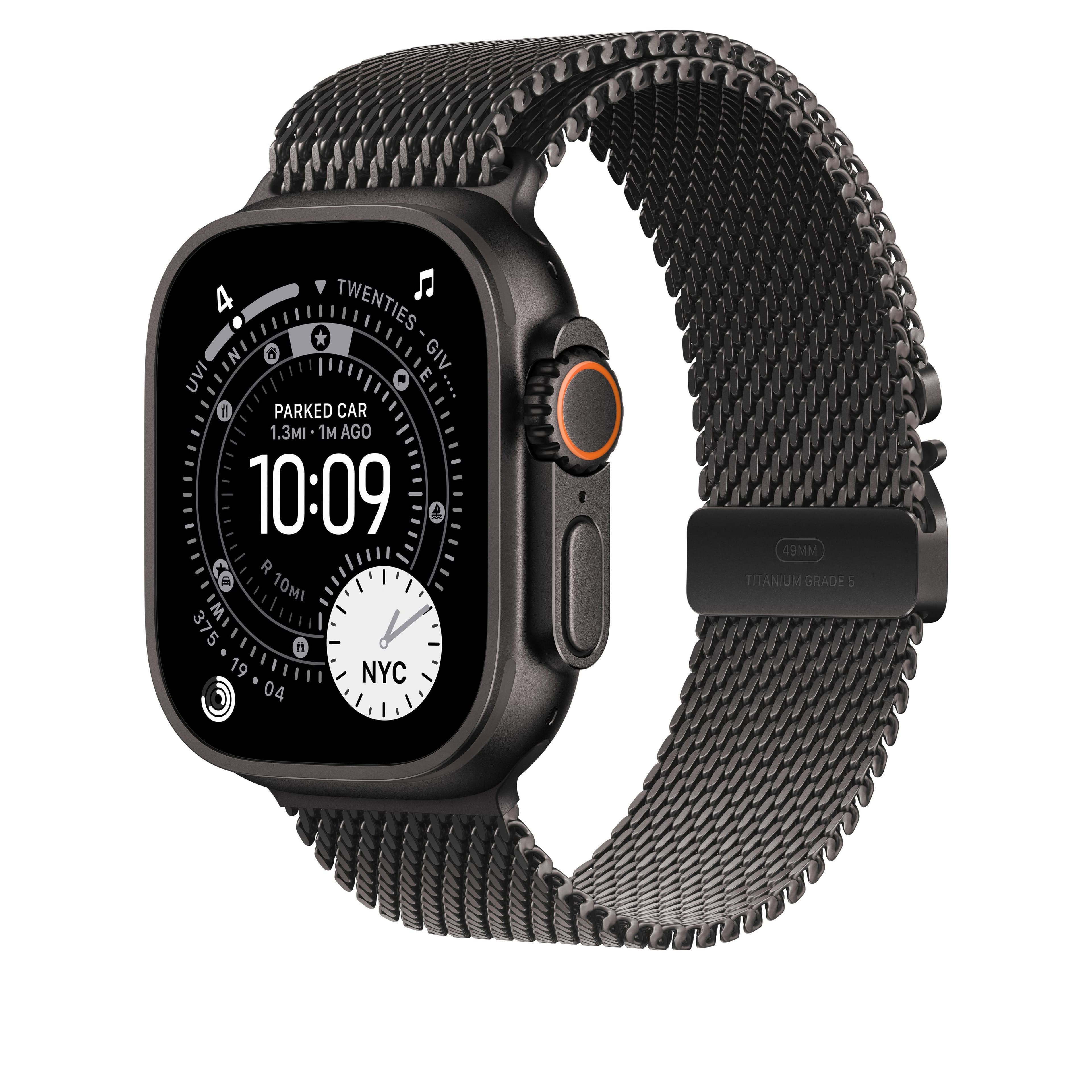 Řemínek pro Apple Watch 44/45/46/49 mm Apple milánský tah z černého titanu - střední - náhled 2