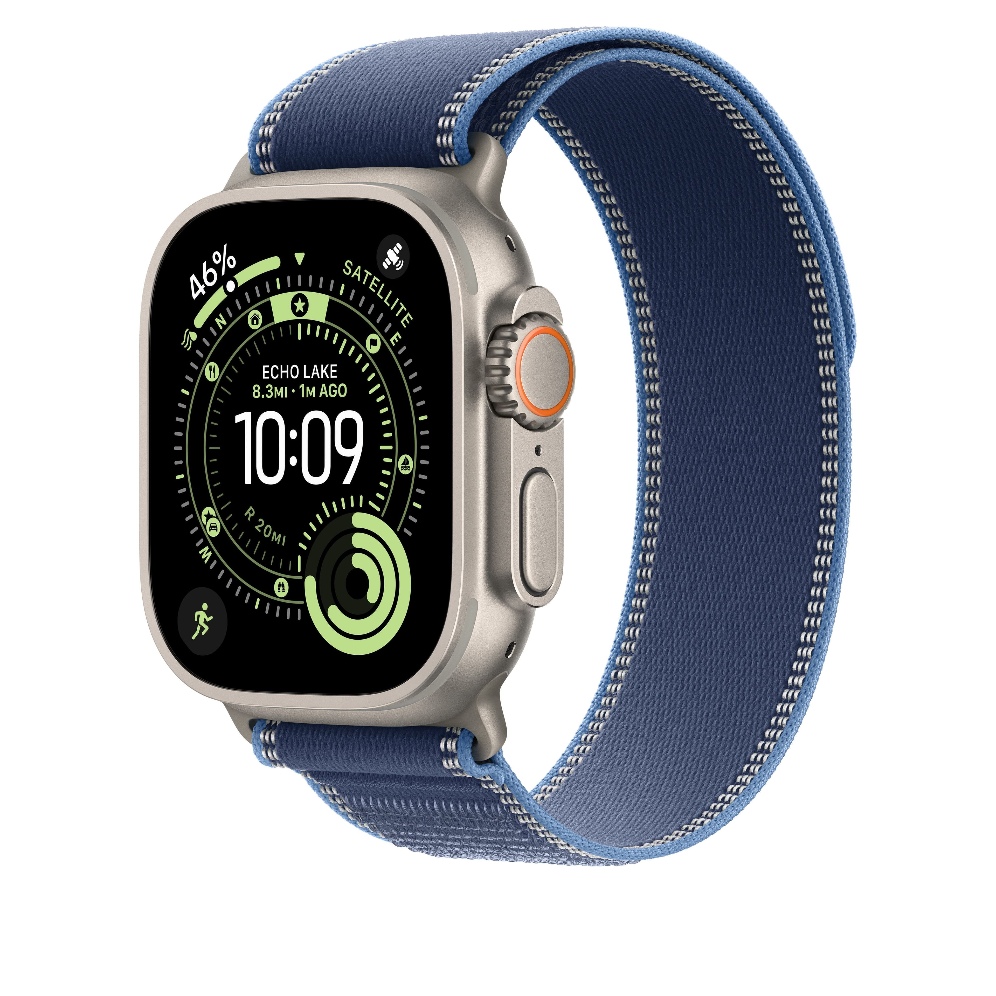 Řemínek pro Apple Watch 44/45/46/49 mm Apple modrý / jasně modrý Trailový tah - M/L - provedení z přírodního titanu - náhled 2