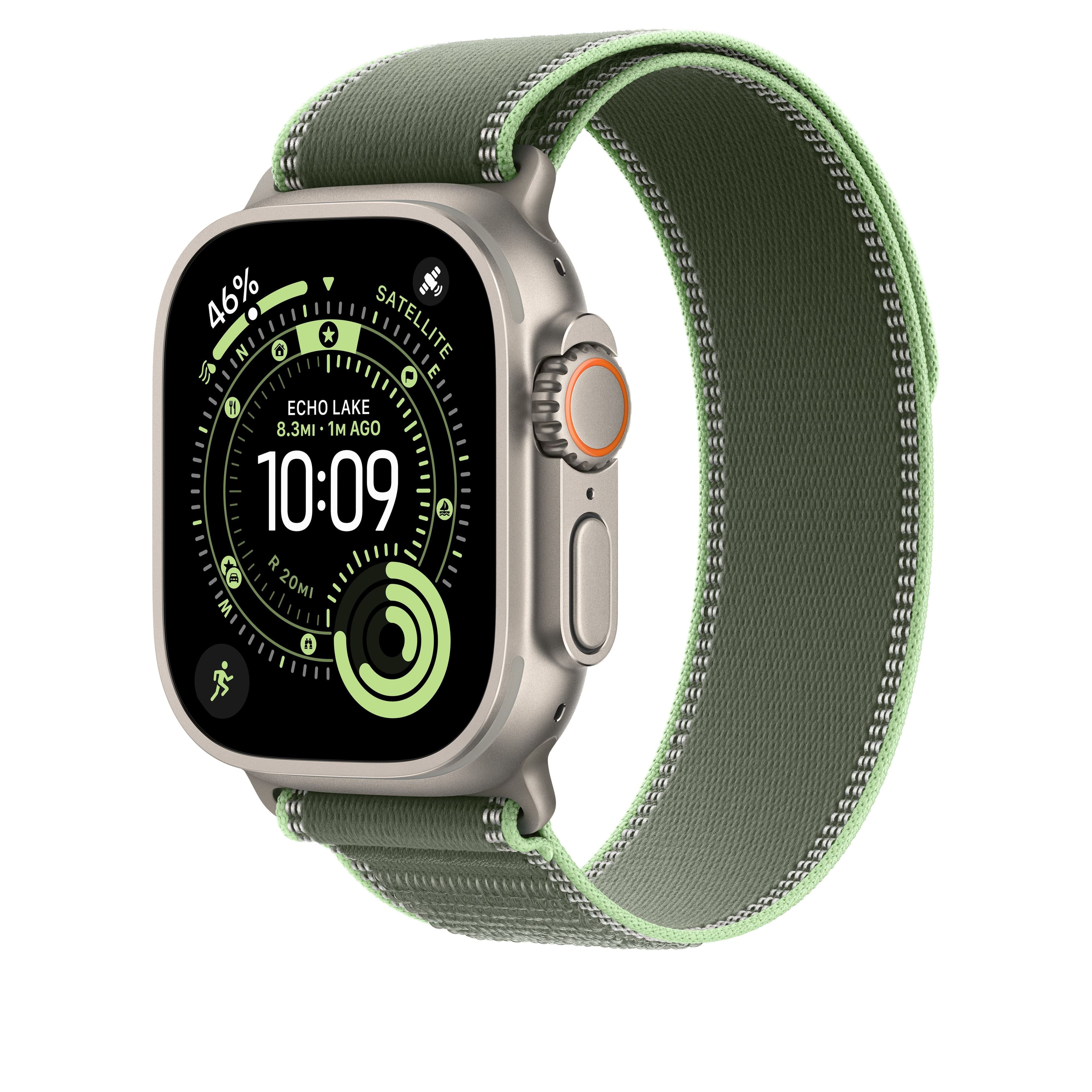 Řemínek pro Apple Watch 44/45/46/49 mm Apple zelený/neonový Trailový tah - M/L - provedení z přírodního titanu - náhled 2