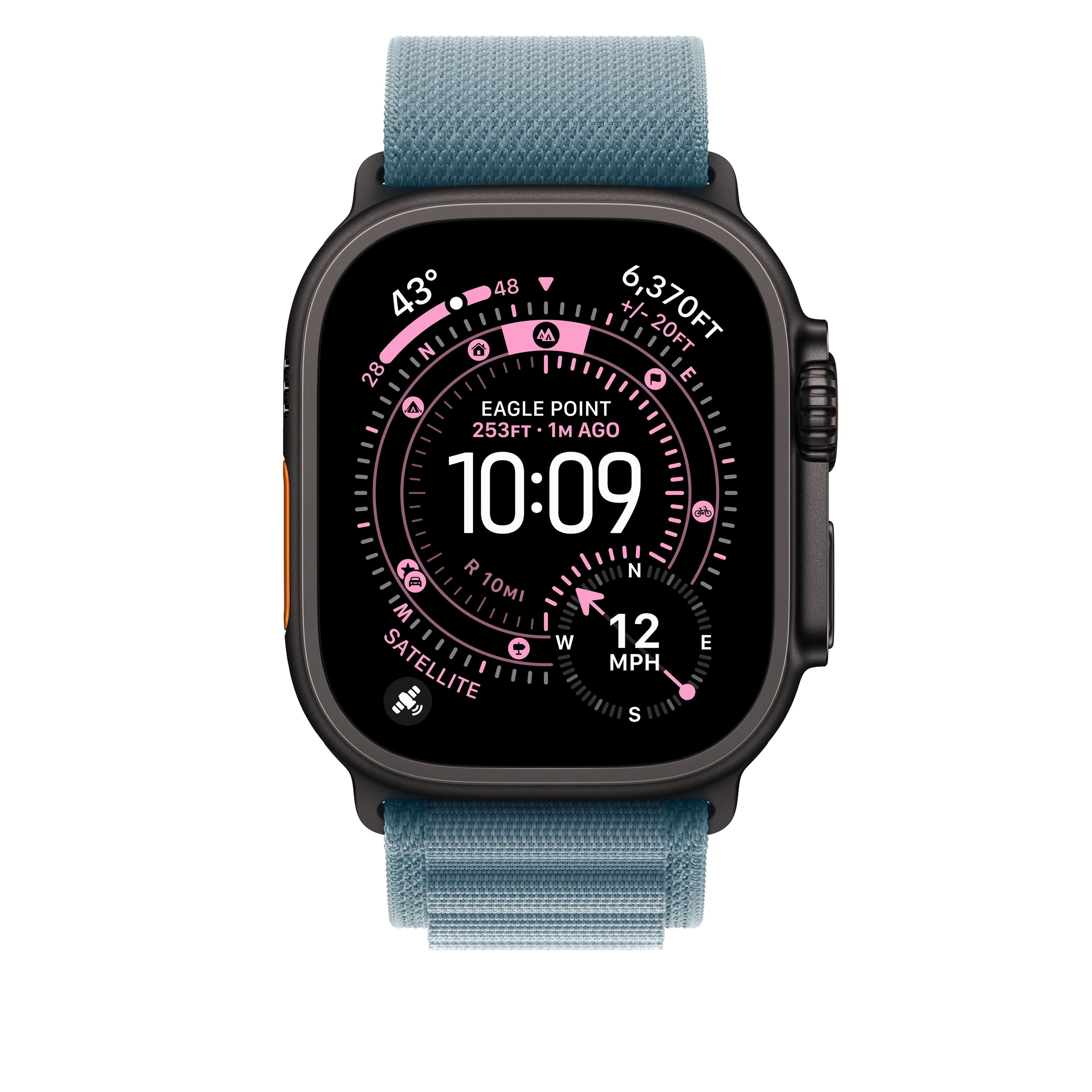 Řemínek pro Apple Watch 44/45/46/49 mm Apple světle modrý Alpský tah - velký - provedení z černého titanu - náhled 3