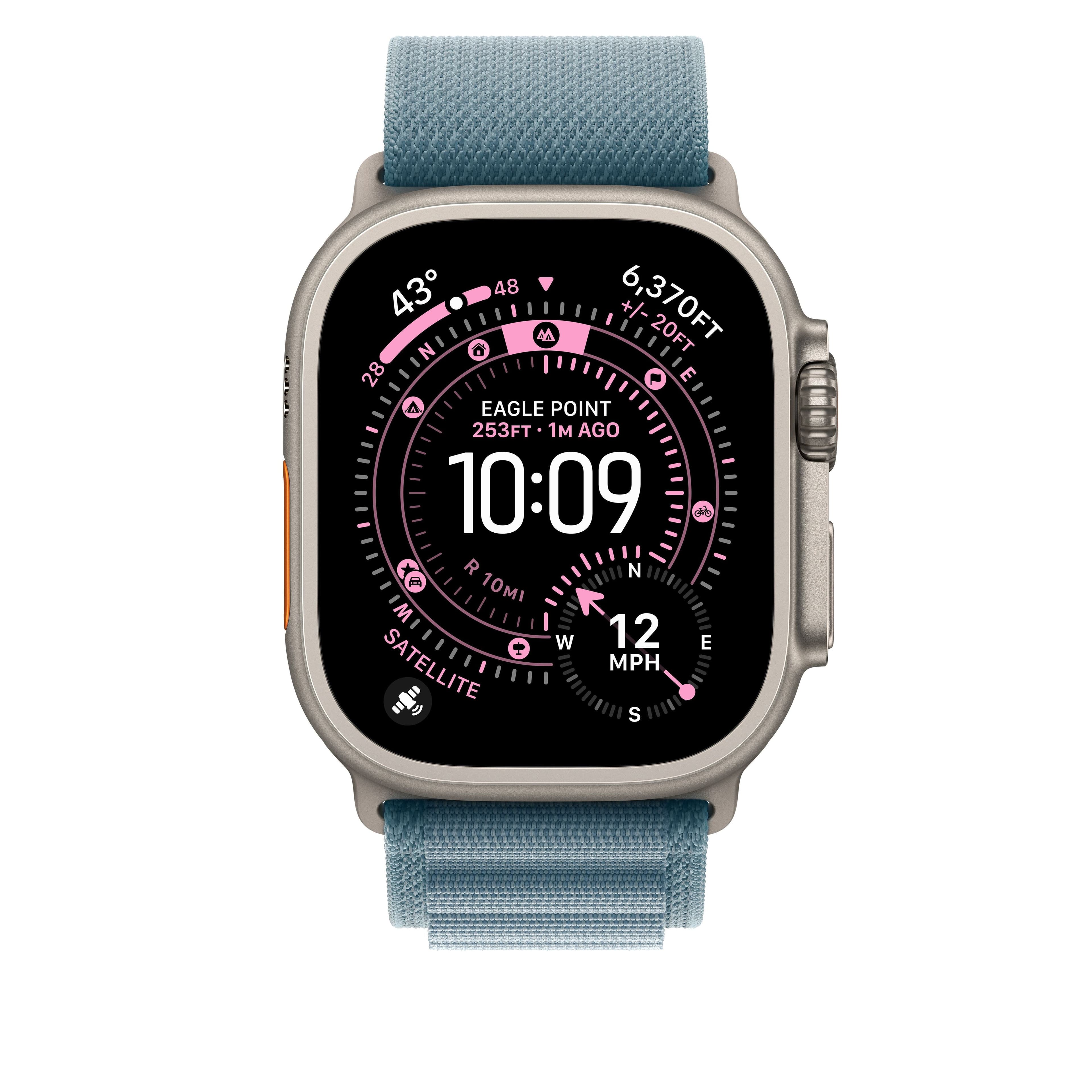 Řemínek pro Apple Watch 44/45/46/49 mm Apple světle modrý Alpský tah - střední - provedení z přírodního titanu - náhled 3