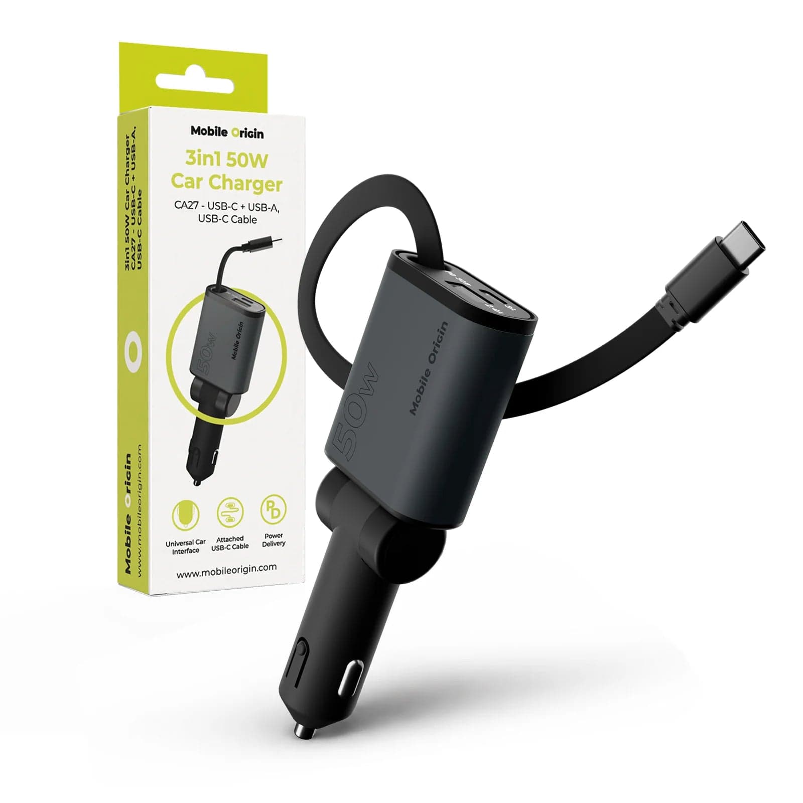 3v1 autonabíječka 50W Mobile Origin Car Charger - náhled 5