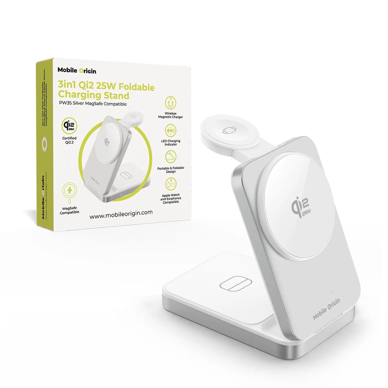 Skládací nabíjecí stojánek 3v1 Mobile Origin PW35 MagSafe Qi2 25W - náhled 5
