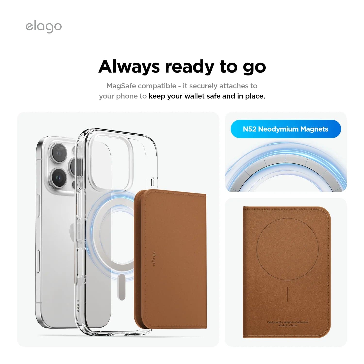 MagSafe peněženka Elago Magnetic Leather Card Holder - šedohnědá - náhled 2