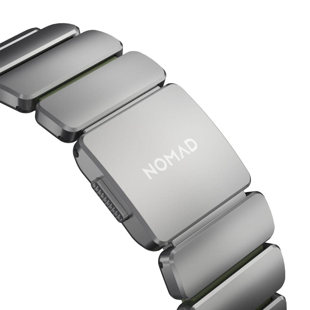 Hybridní řemínek pro Apple Watch 45/46/49 mm Nomad Stratos Band - titanový/zelený - náhled 5