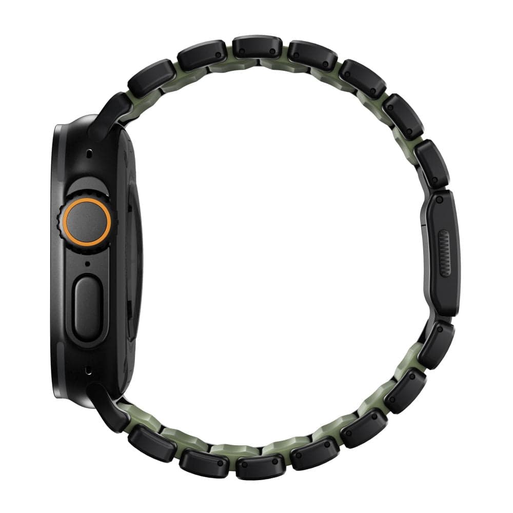 Hybridní řemínek pro Apple Watch 45/46/49 mm Nomad Stratos Band - černý/zelený - náhled 3