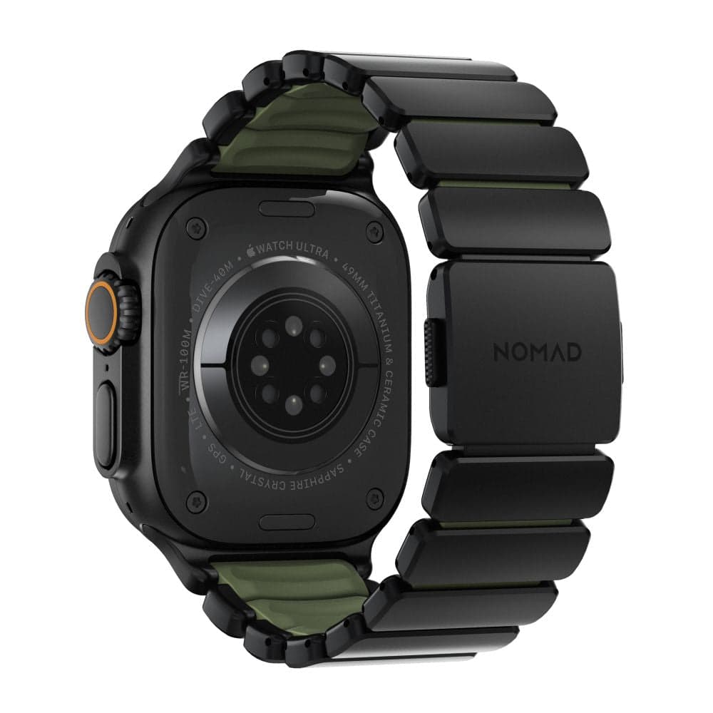 Hybridní řemínek pro Apple Watch 45/46/49 mm Nomad Stratos Band - černý/zelený - náhled 4