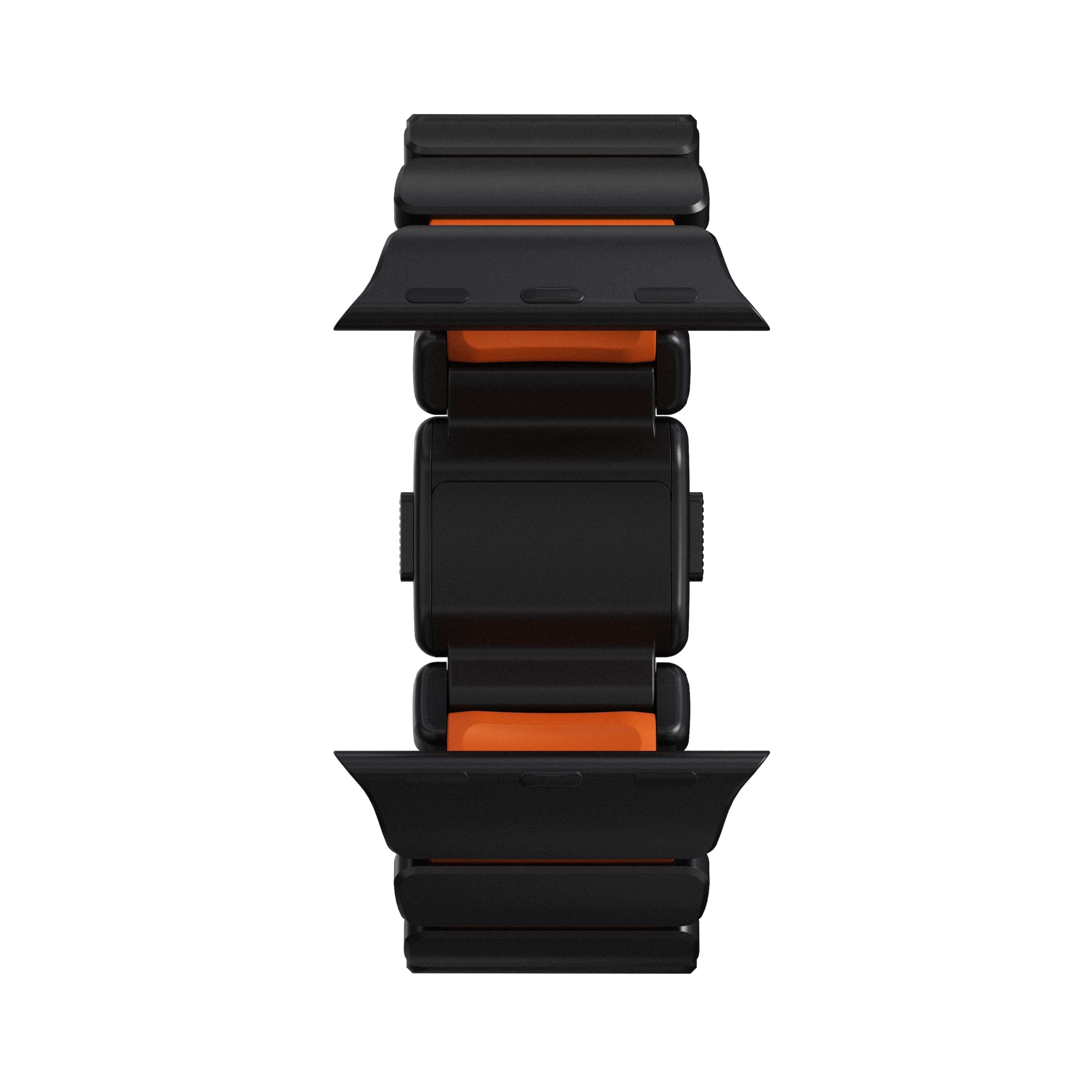 Řemínek pro Apple Watch 45/46/49mm Nomad Stratos Band Black Titanium Ultra FKM - černý/oranžový - náhled 4
